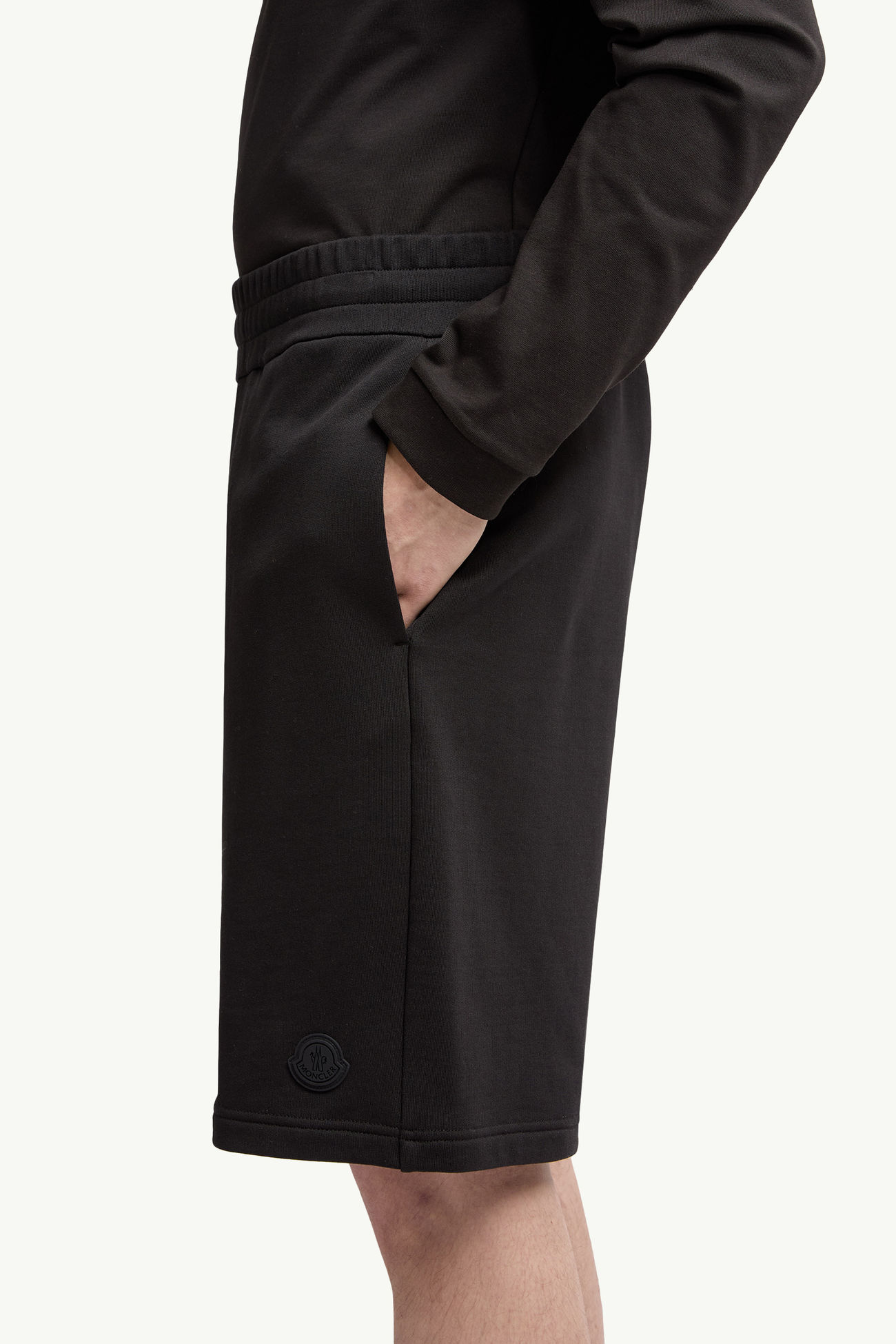 Shorts aus Baumwolle mit Logoaufnäher Herren Schwarz Moncler 1