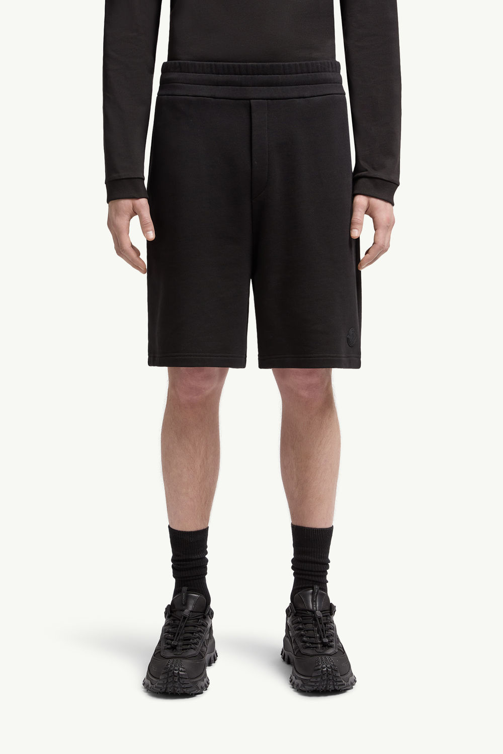 Logo Patch Cotton Shorts Men Black Moncler 3