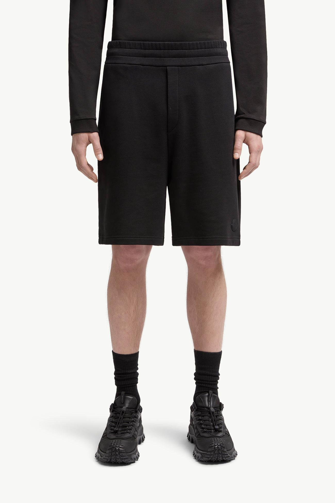 Shorts aus Baumwolle mit Logoaufnäher Herren Schwarz Moncler 3