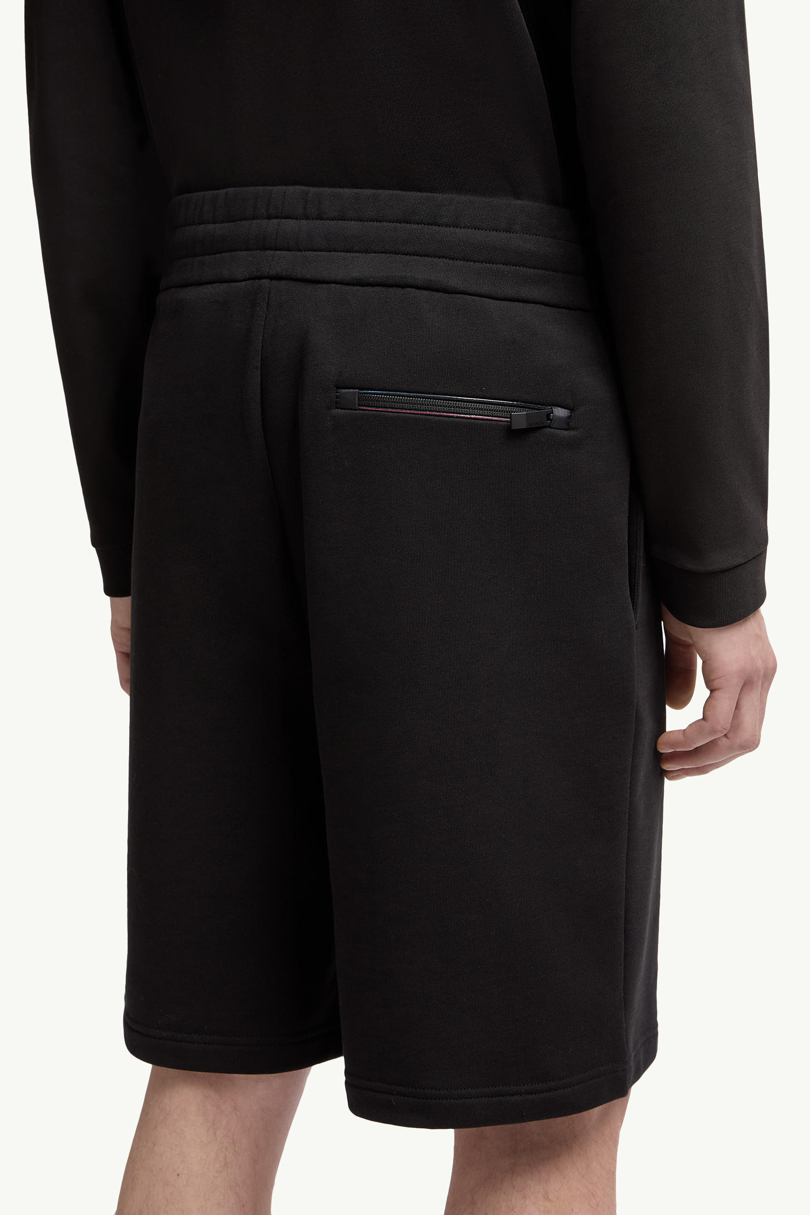 Logo Patch Cotton Shorts Men Black Moncler 5