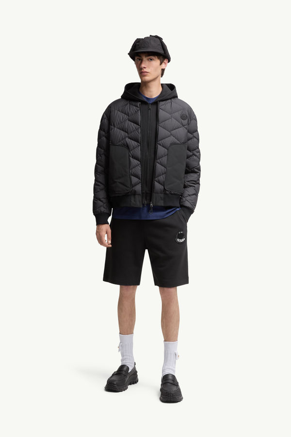Logo Patch Cotton Shorts Men Black Moncler 0