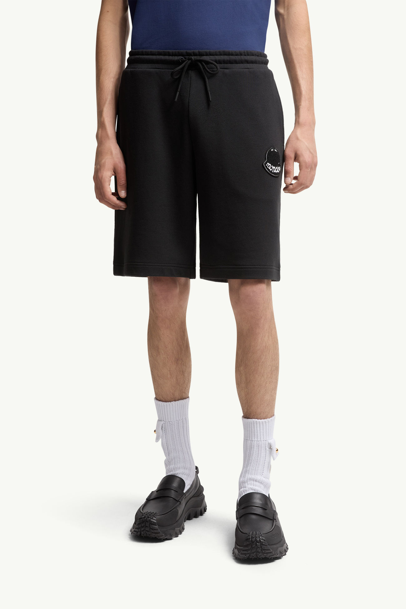 Shorts aus Baumwolle mit Logoaufnäher Herren Schwarz Moncler 3