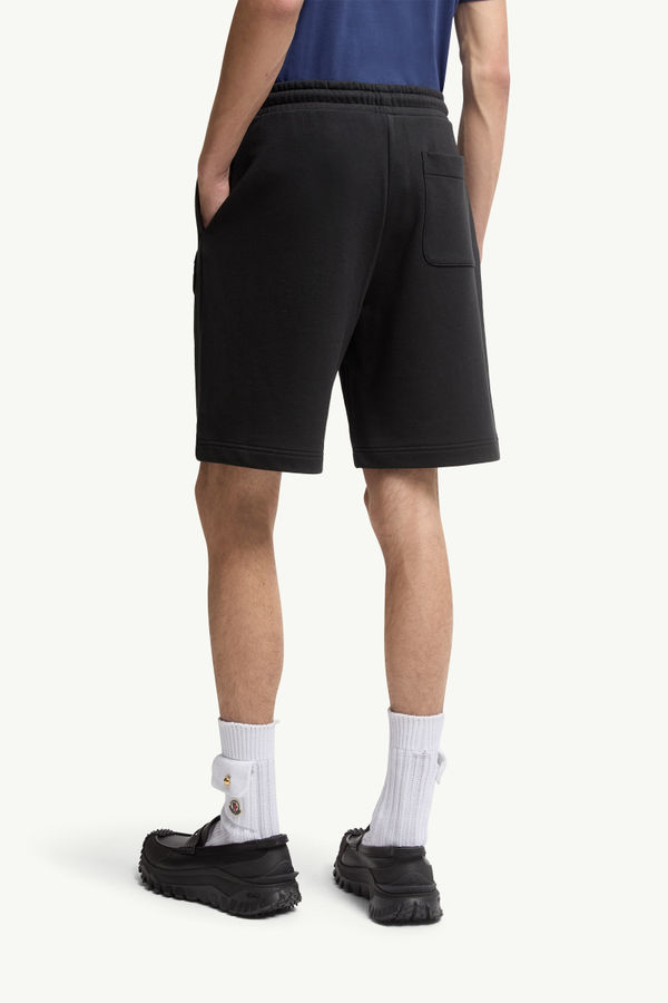 Logo Patch Cotton Shorts Men Black Moncler 4