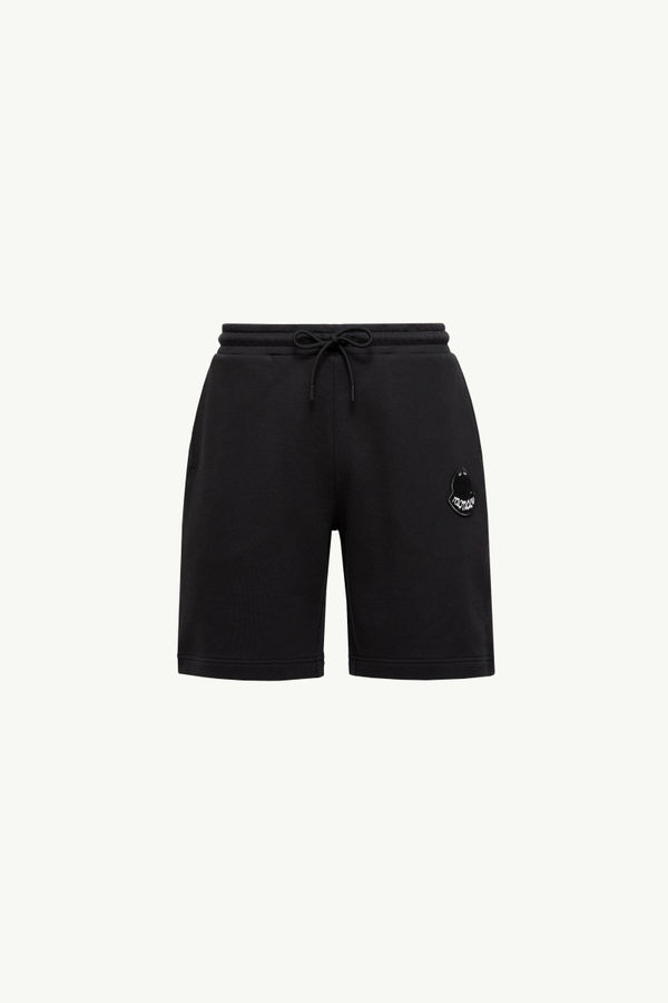 Logo Patch Cotton Shorts Men Black Moncler 2