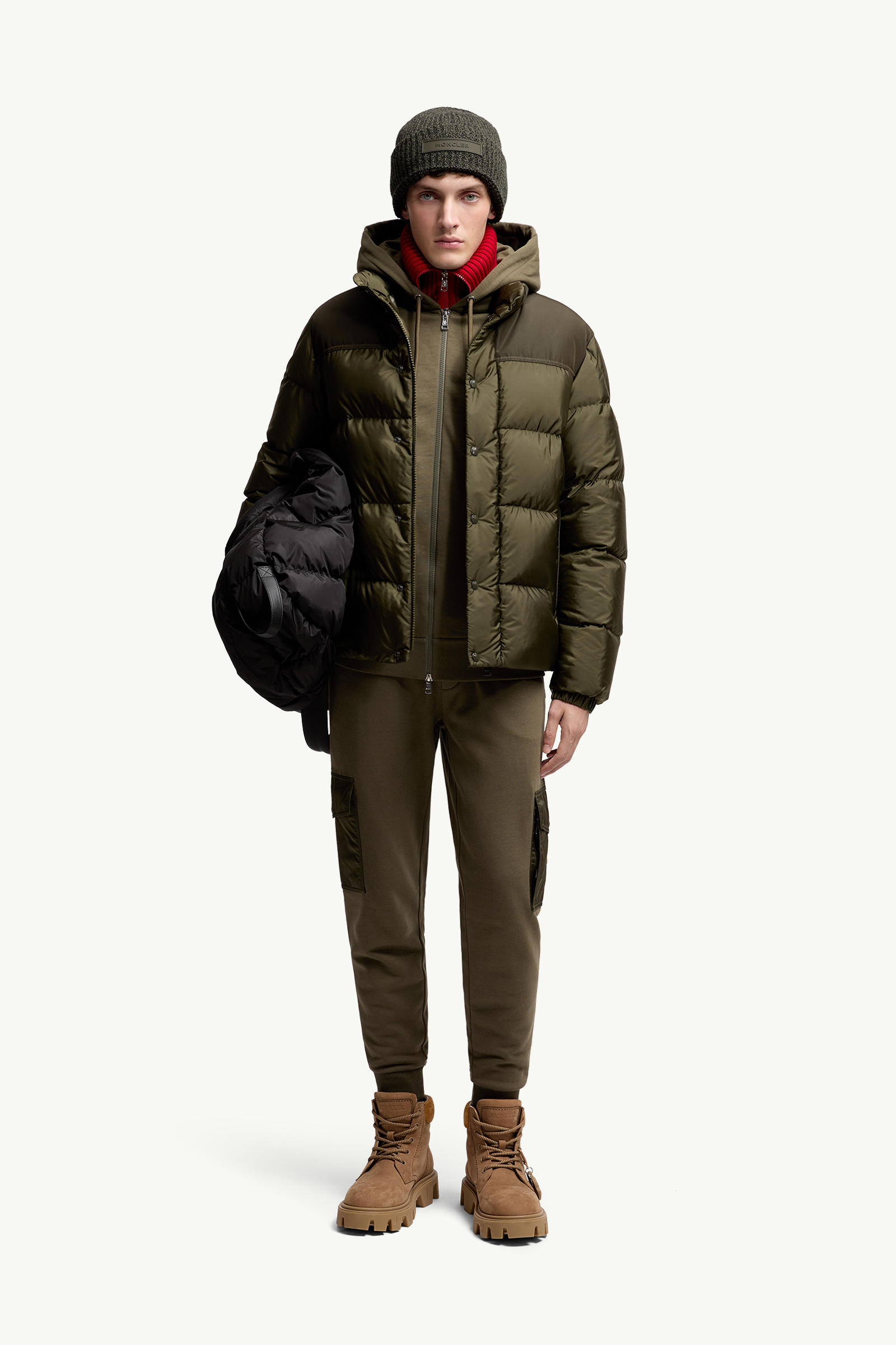 Cotton Blend Track Pants Men Dark Green Moncler 0