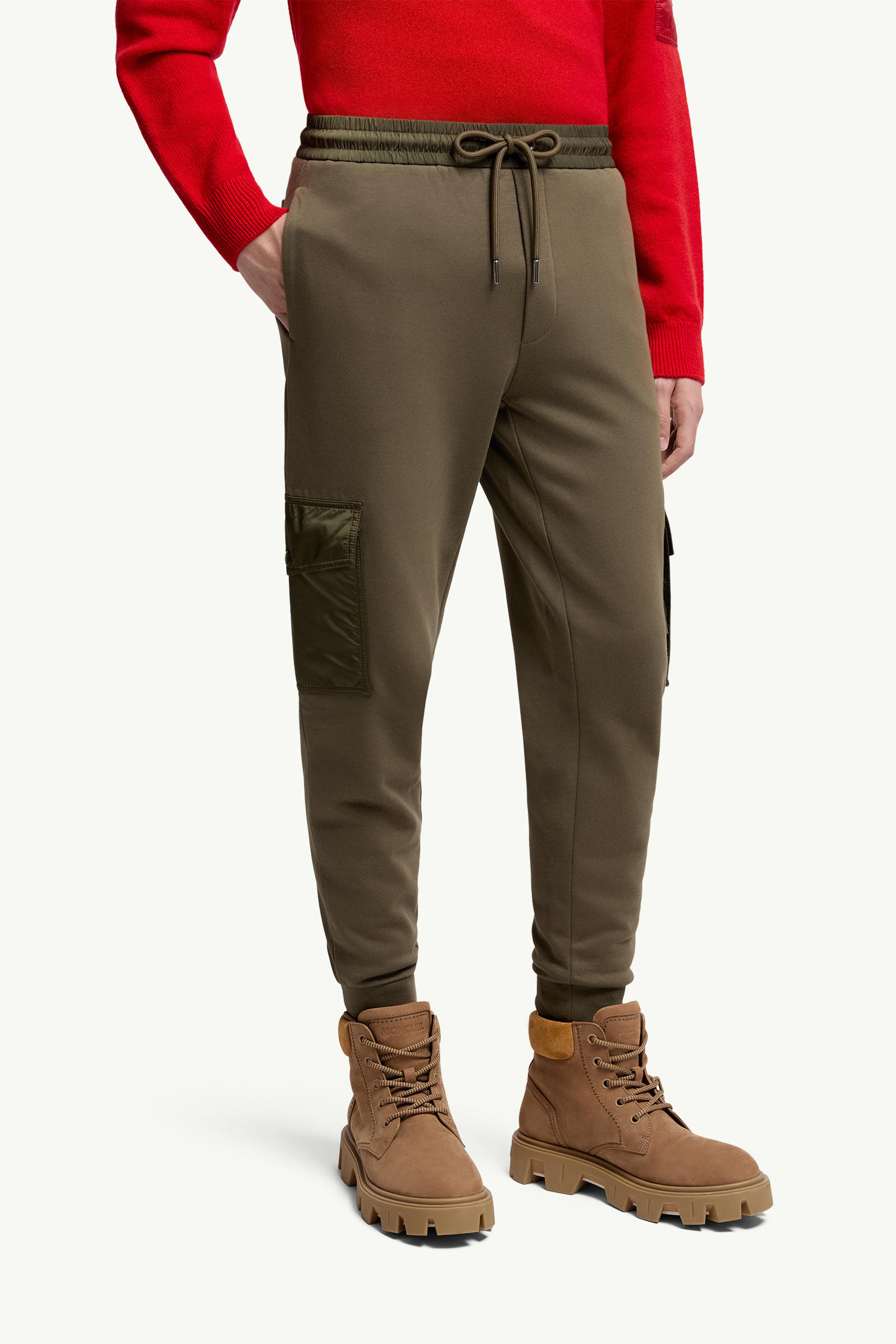 Cotton Blend Track Pants Men Dark Green Moncler 3
