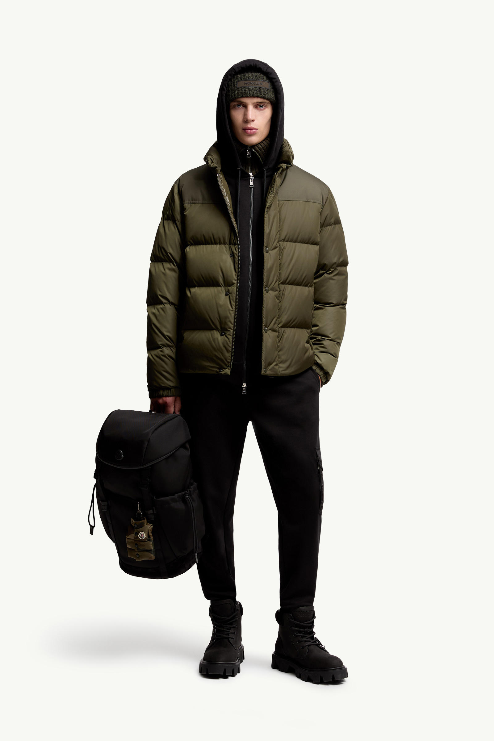 Pantalon de survêtement en coton mélangé Hommes Noir Moncler 0