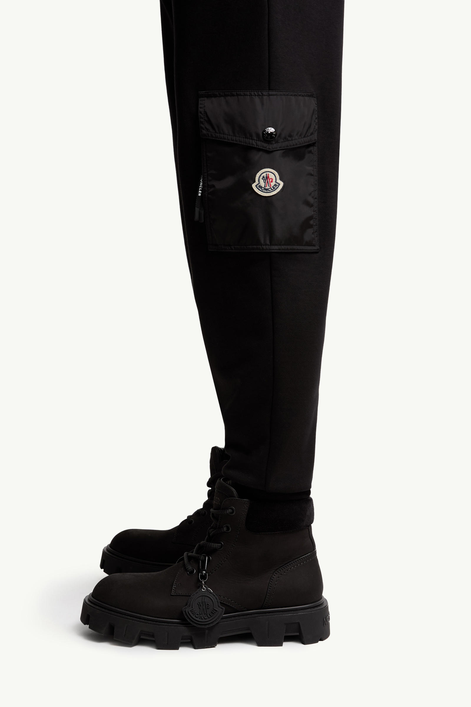 Pantalon de survêtement en coton mélangé Hommes Noir Moncler 1