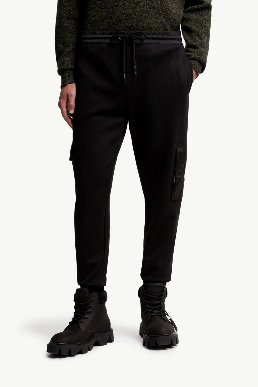 Cotton Blend Track Pants Men Black Moncler 3