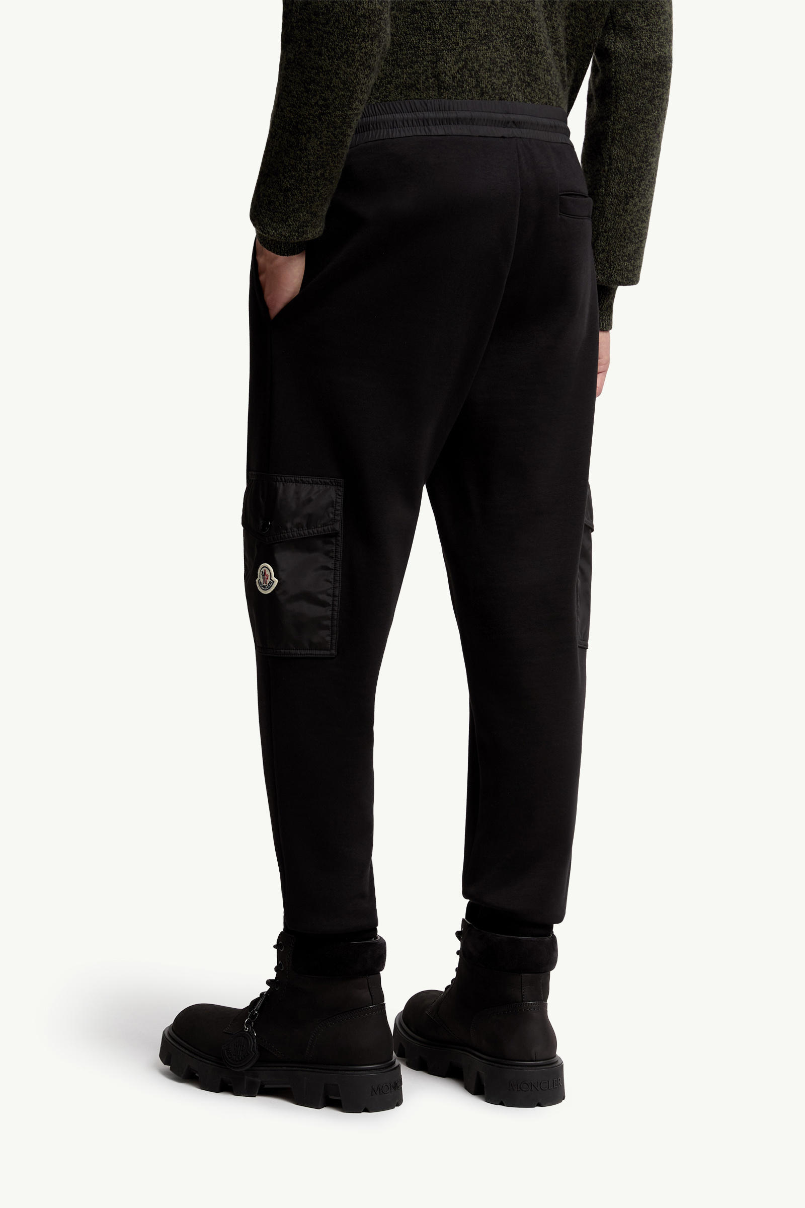 Pantalon de survêtement en coton mélangé Hommes Noir Moncler 4