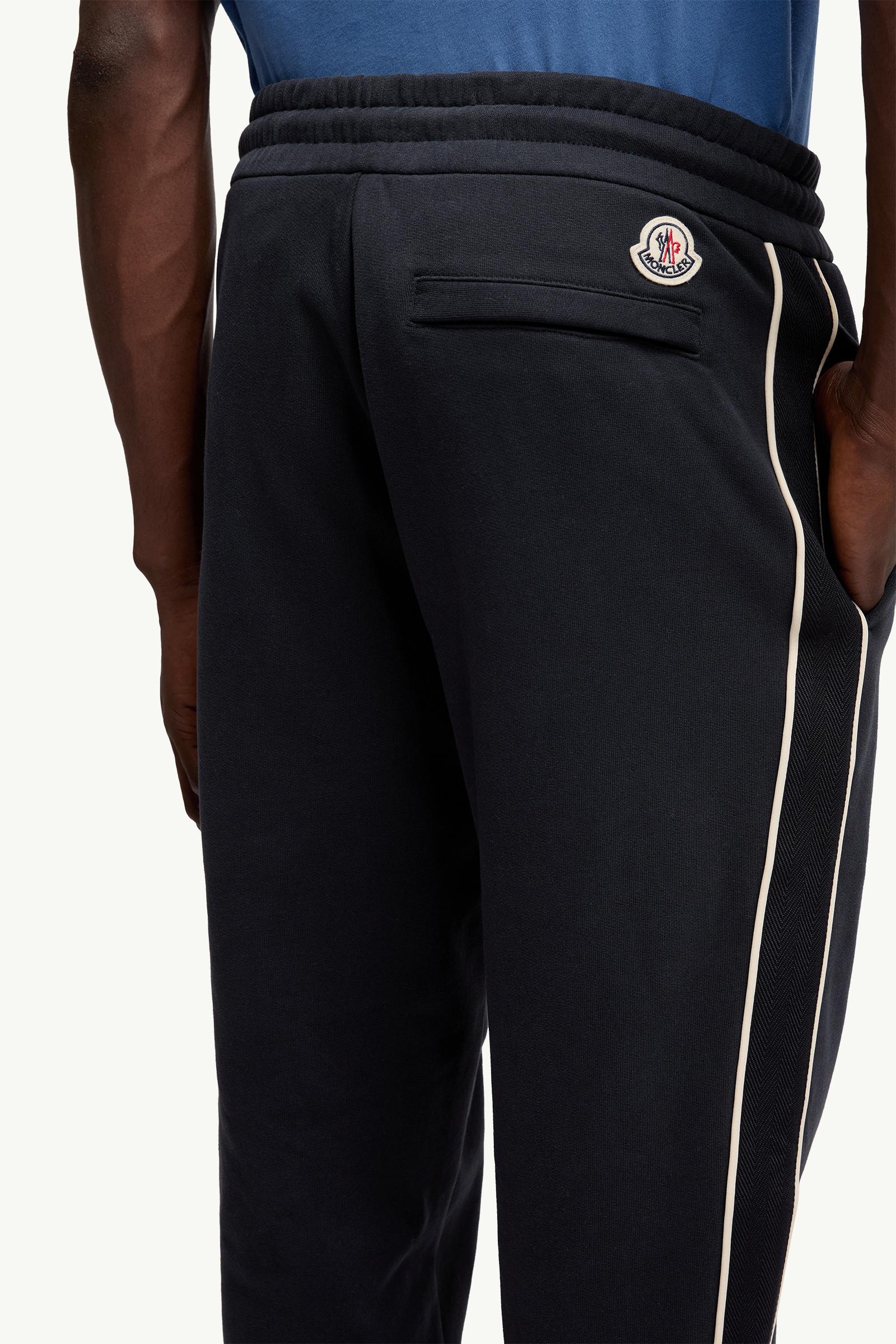 Navy Blue Stripe-Trimmed Cotton Sweatpants - Pants & Shorts for