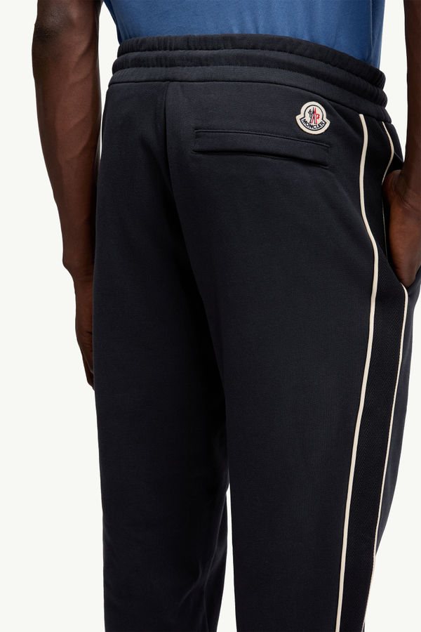 Stripe-Trimmed Cotton Sweattrousers Men Navy Blue Moncler 5