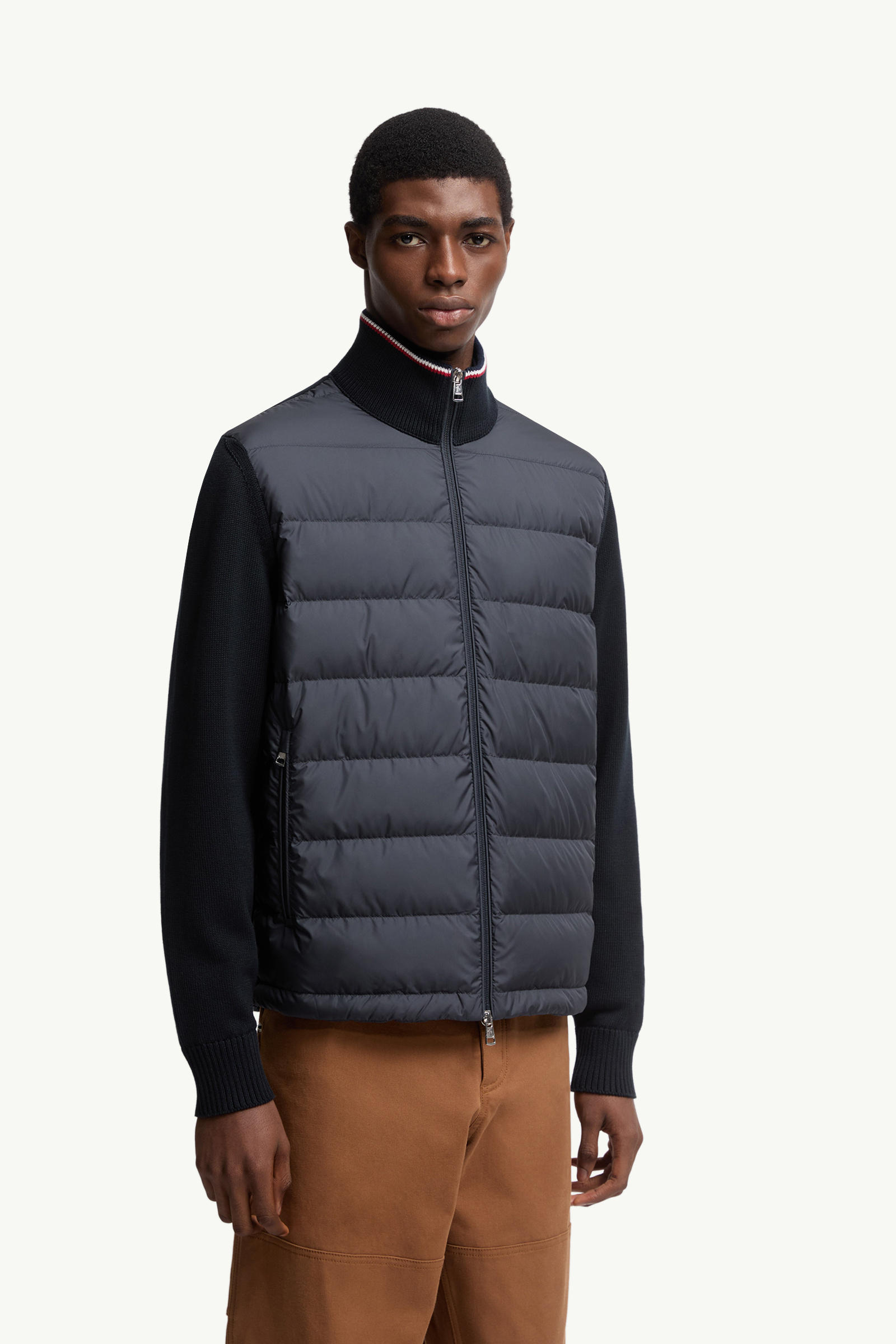Padded Zip-Up Cotton Cardigan Men Blue Moncler 3