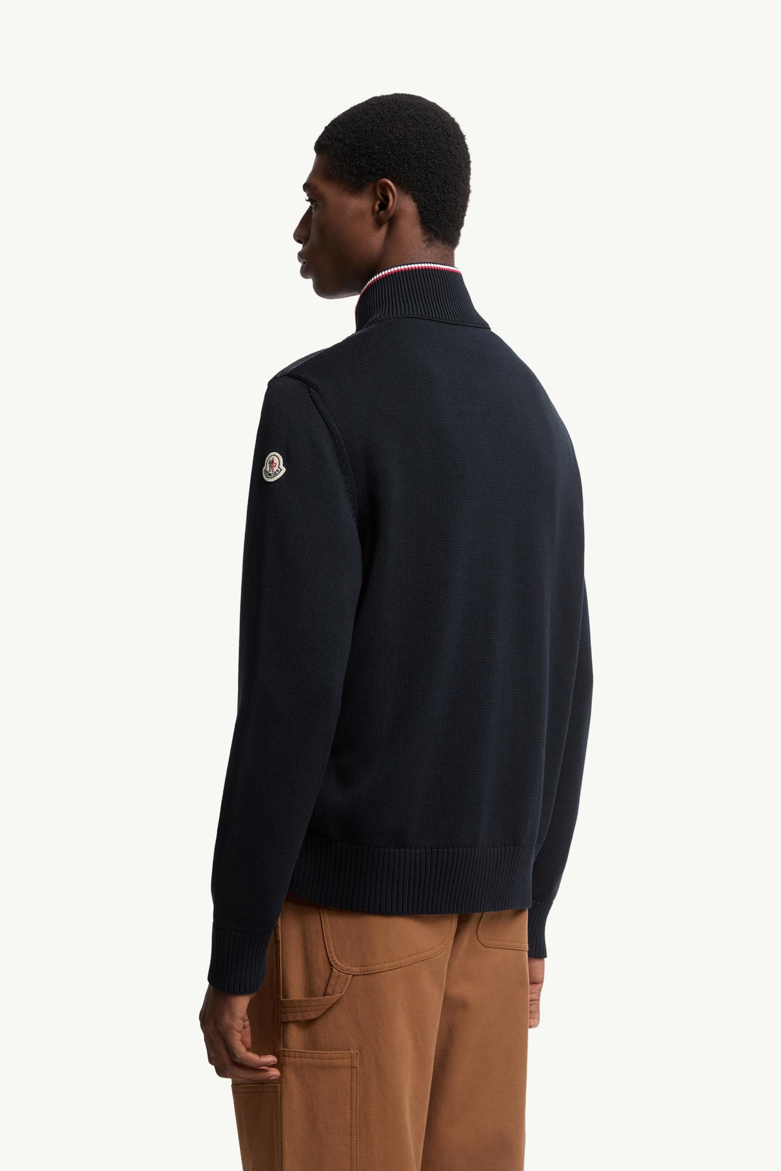 Blue Padded Zip-Up Cotton Cardigan - Sweaters & Cardigans for Men