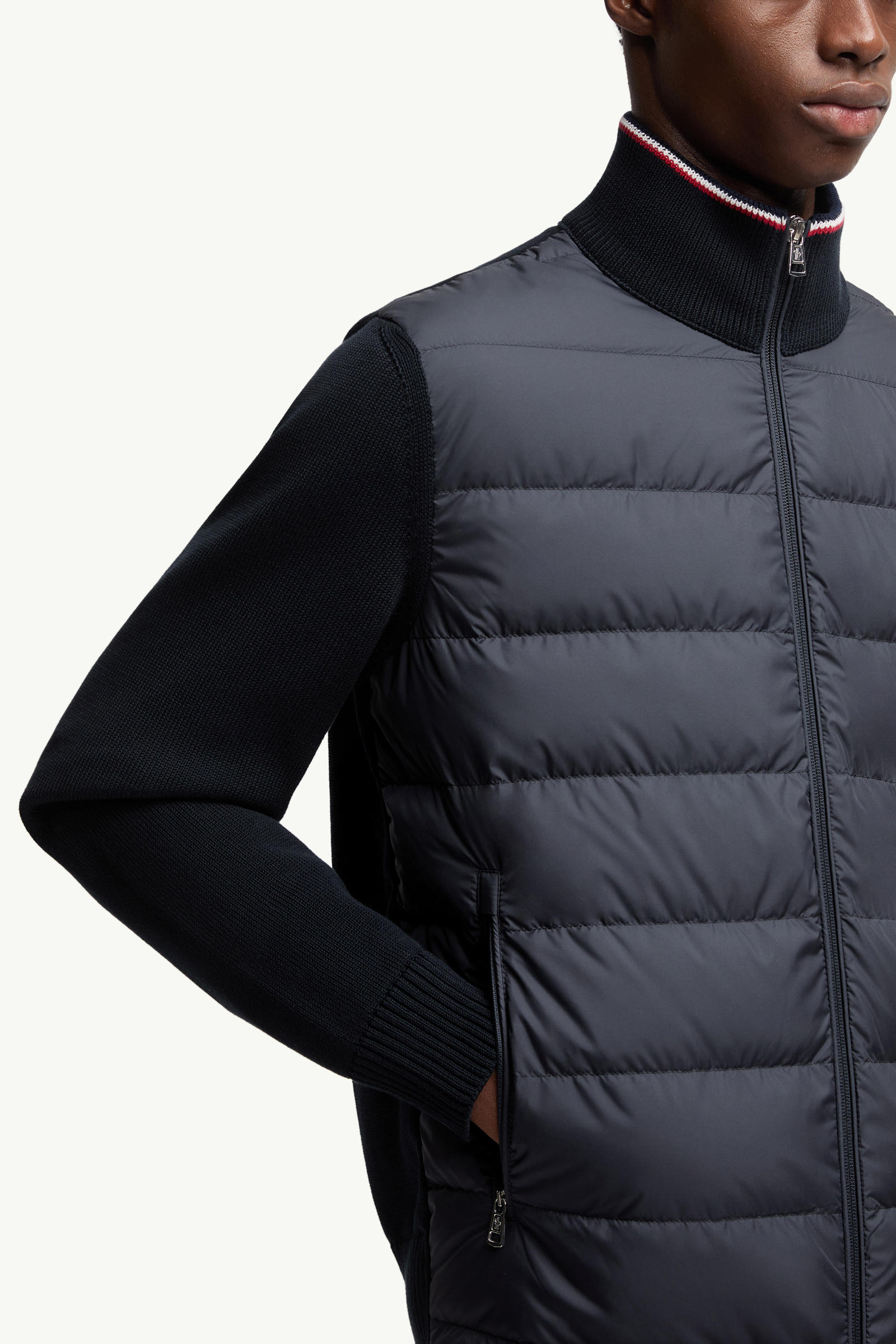 Padded Zip-Up Cotton Cardigan Men Blue Moncler 5