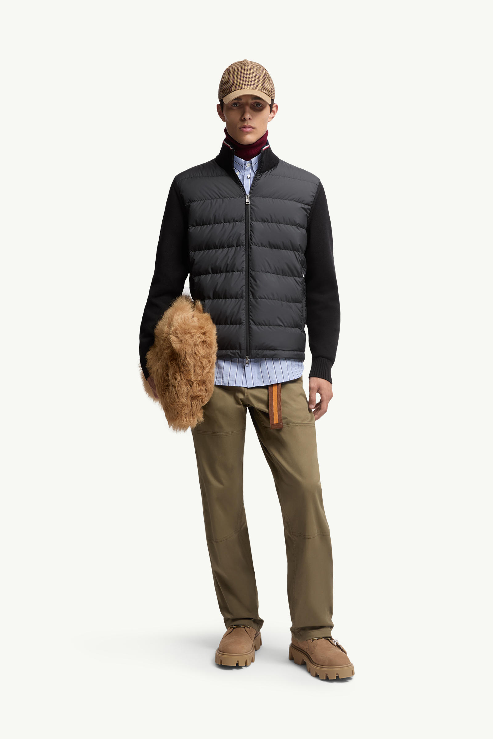 男士加衬拉链棉质开衫 男士 黑色 Moncler 0