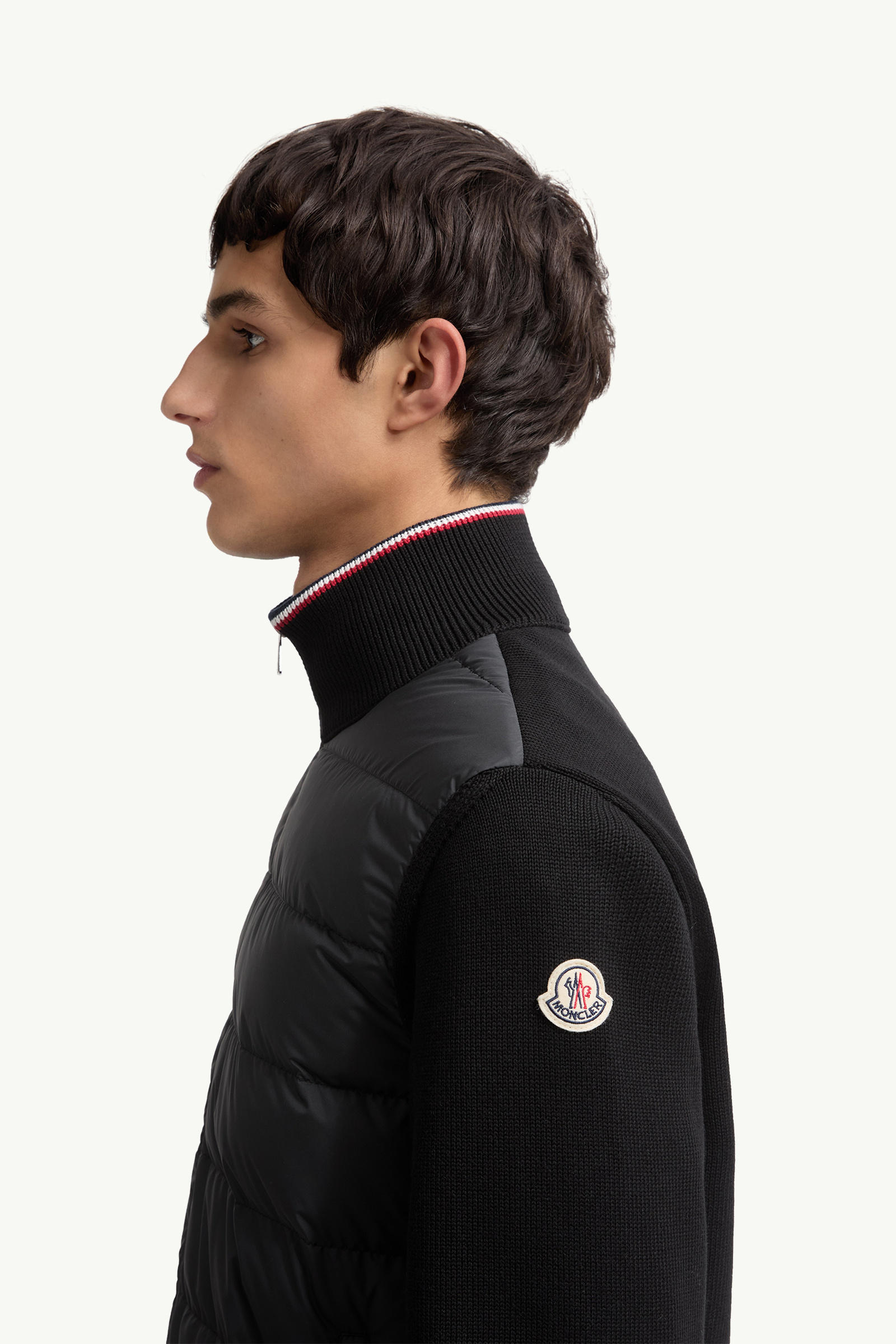 男士加衬拉链棉质开衫 男士 黑色 Moncler 1