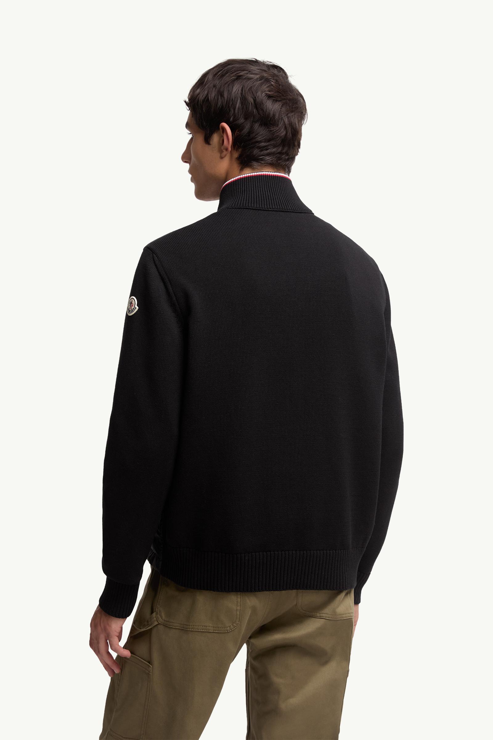 Black Padded Zip-Up Cotton Cardigan - Sweaters & Cardigans for Men