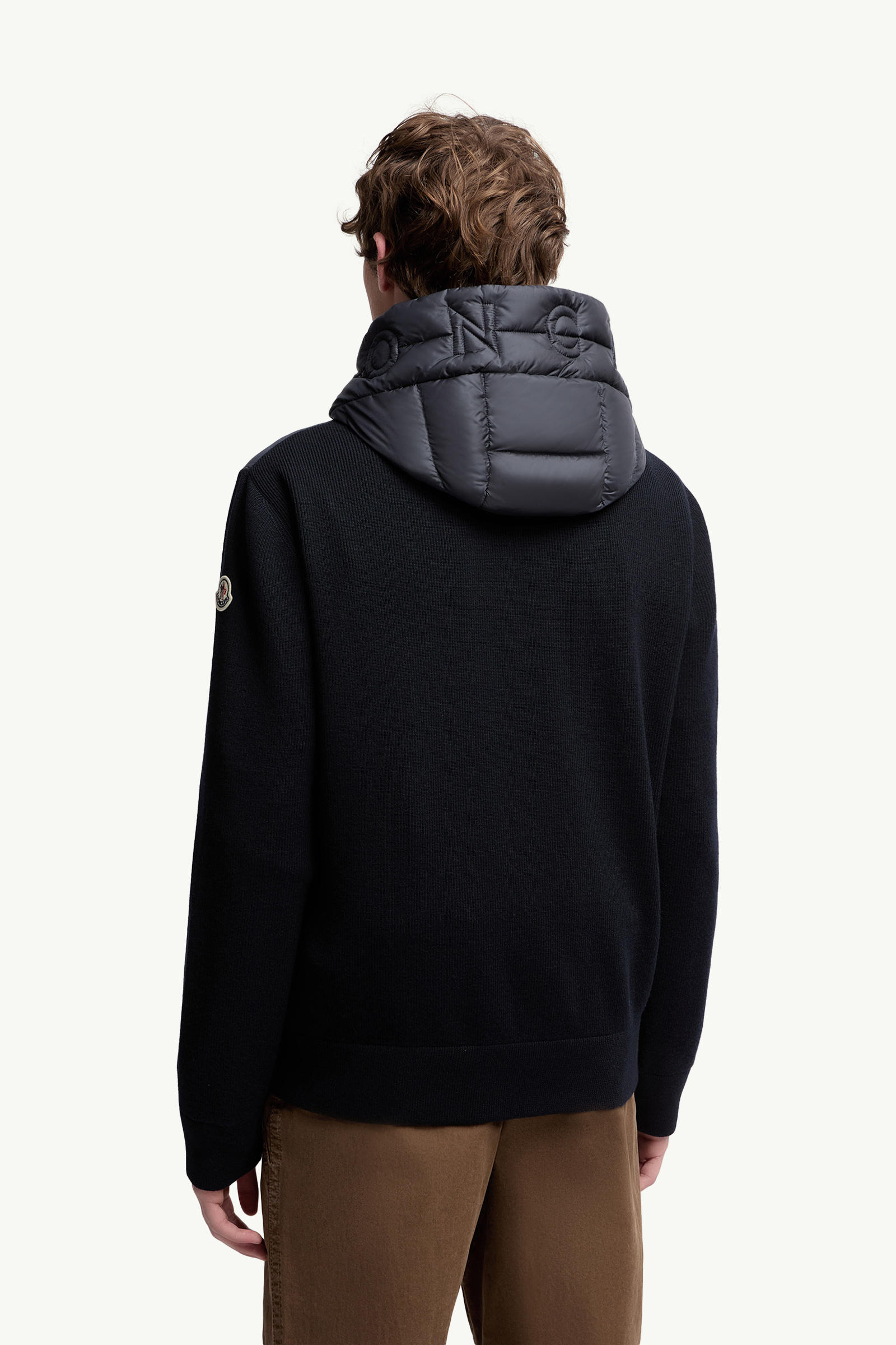 Padded Wool Zip-Up Hoodie Men Blue Moncler 4