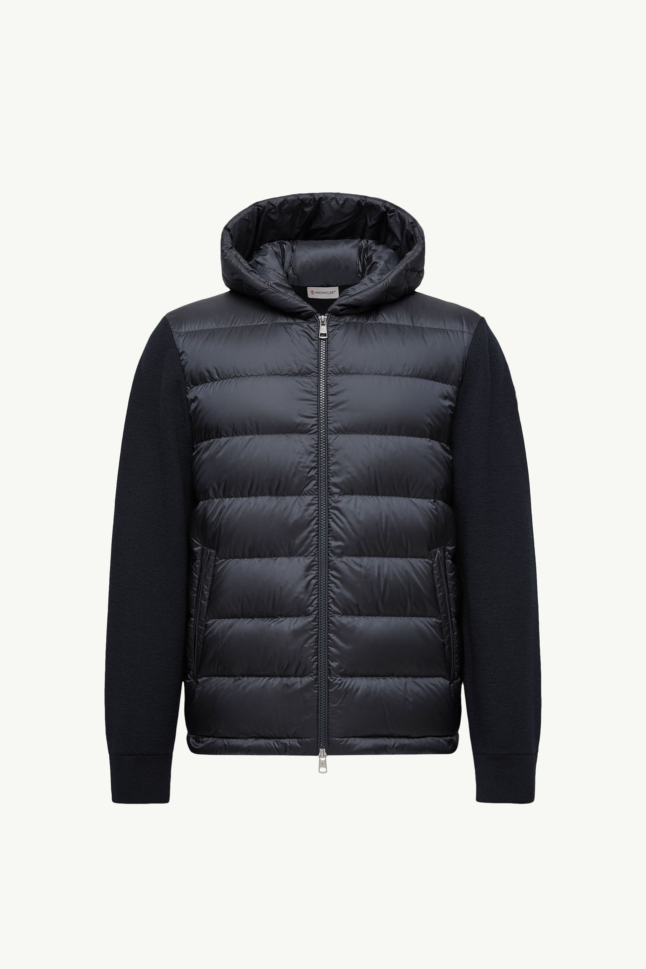 Wattierter Kapuzen-Wollpullover Herren Blau Moncler 2