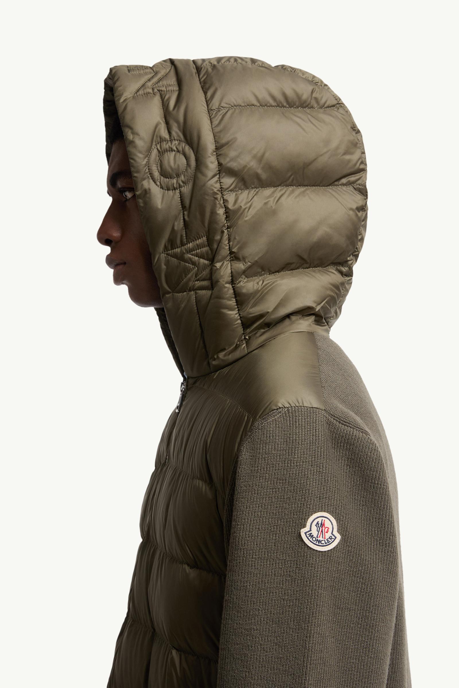 Olive Green Padded Wool Zip-Up Hoodie - Sweaters & Cardigans