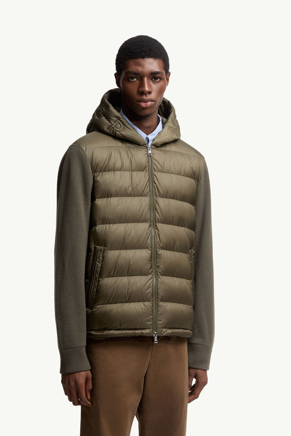 Padded Wool Zip-Up Hoodie Men Olive Green Moncler 3