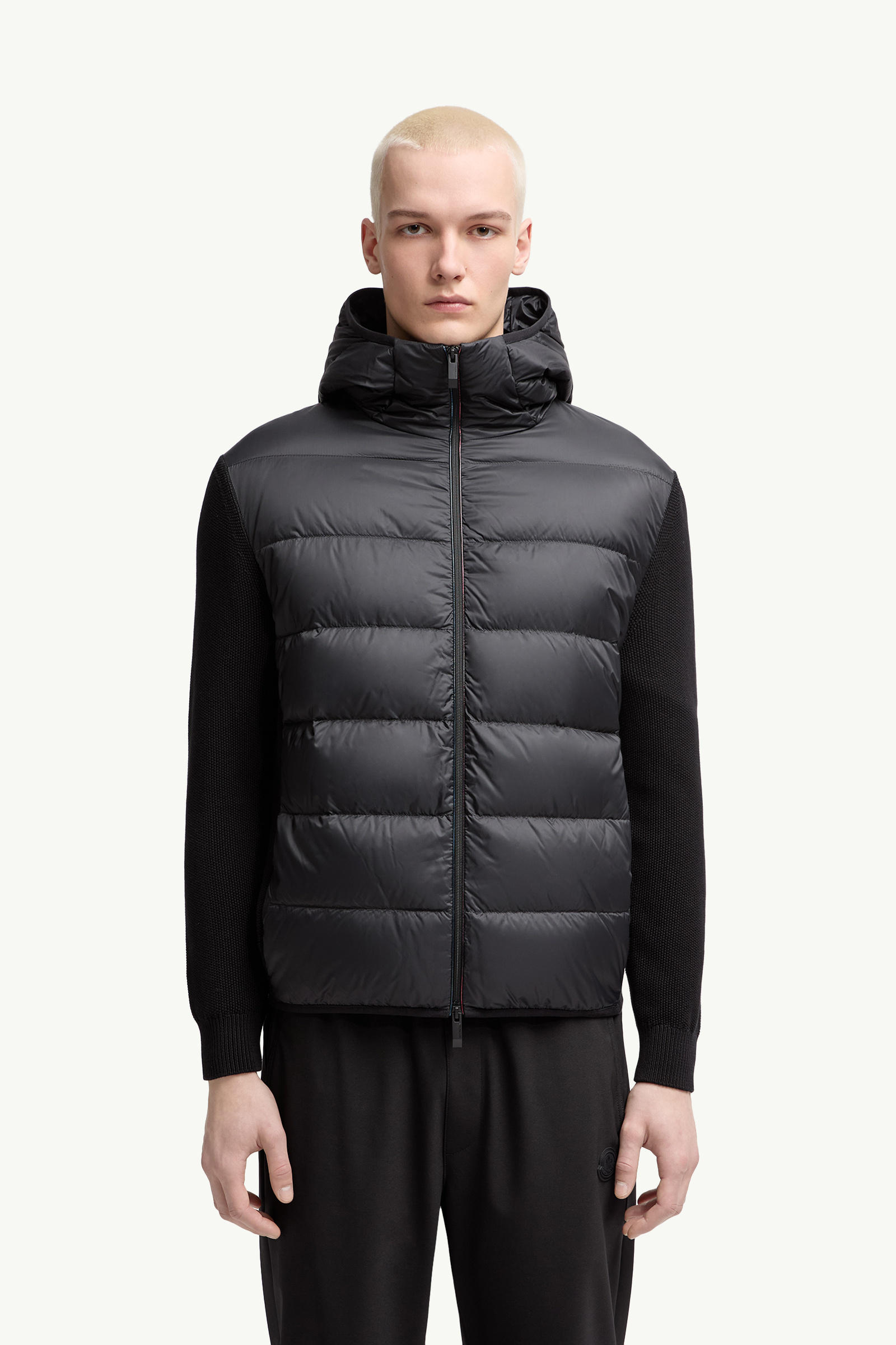 Padded Cotton Zip-Up Hoodie Men Black Moncler 3