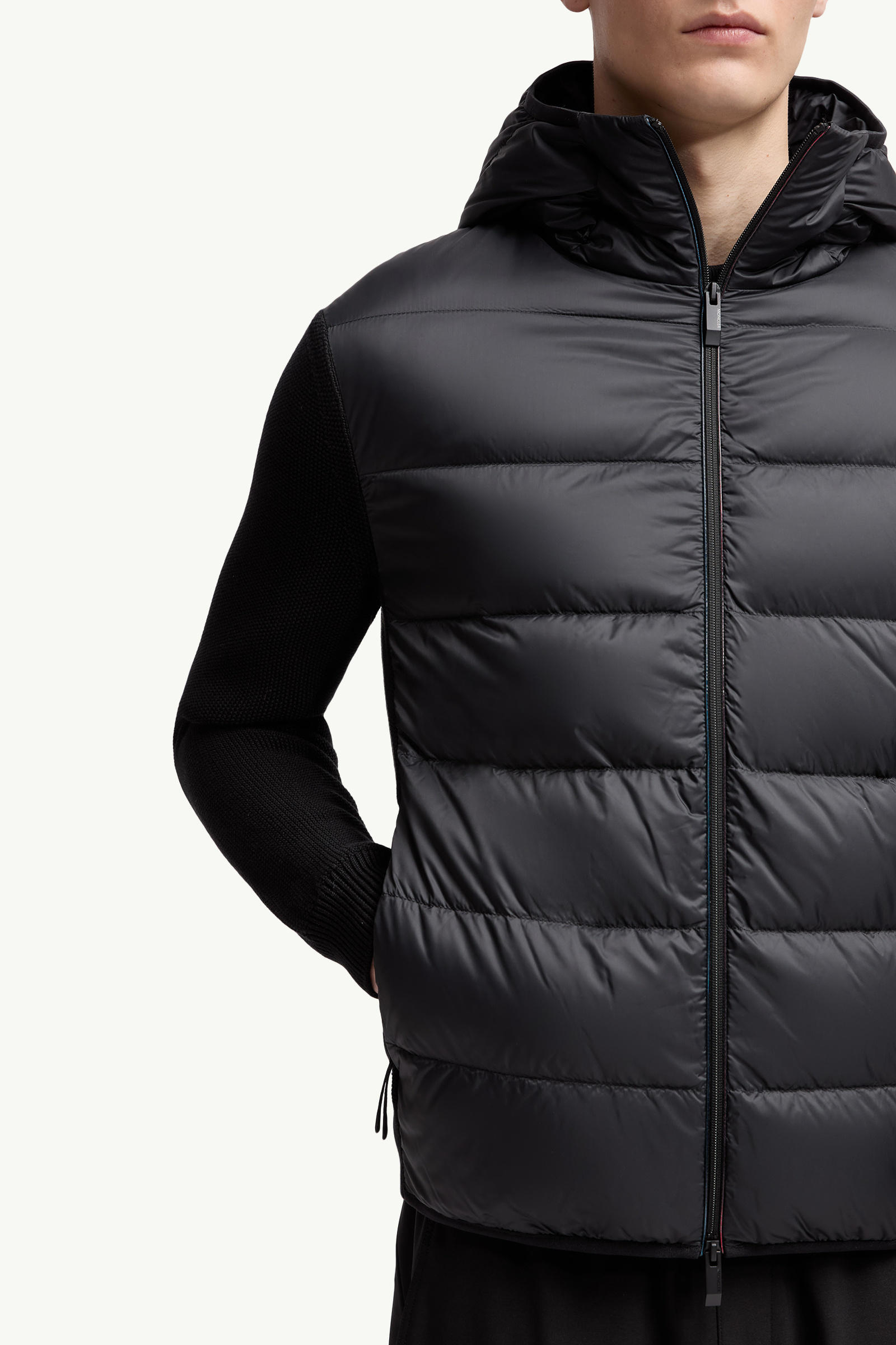 Padded Cotton Zip-Up Hoodie Men Black Moncler 5