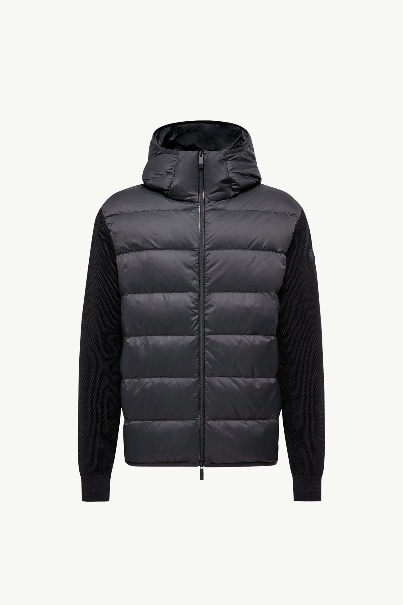 Cárdigan acolchado de algodón con capucha y cremallera Hombre Negro Moncler 2