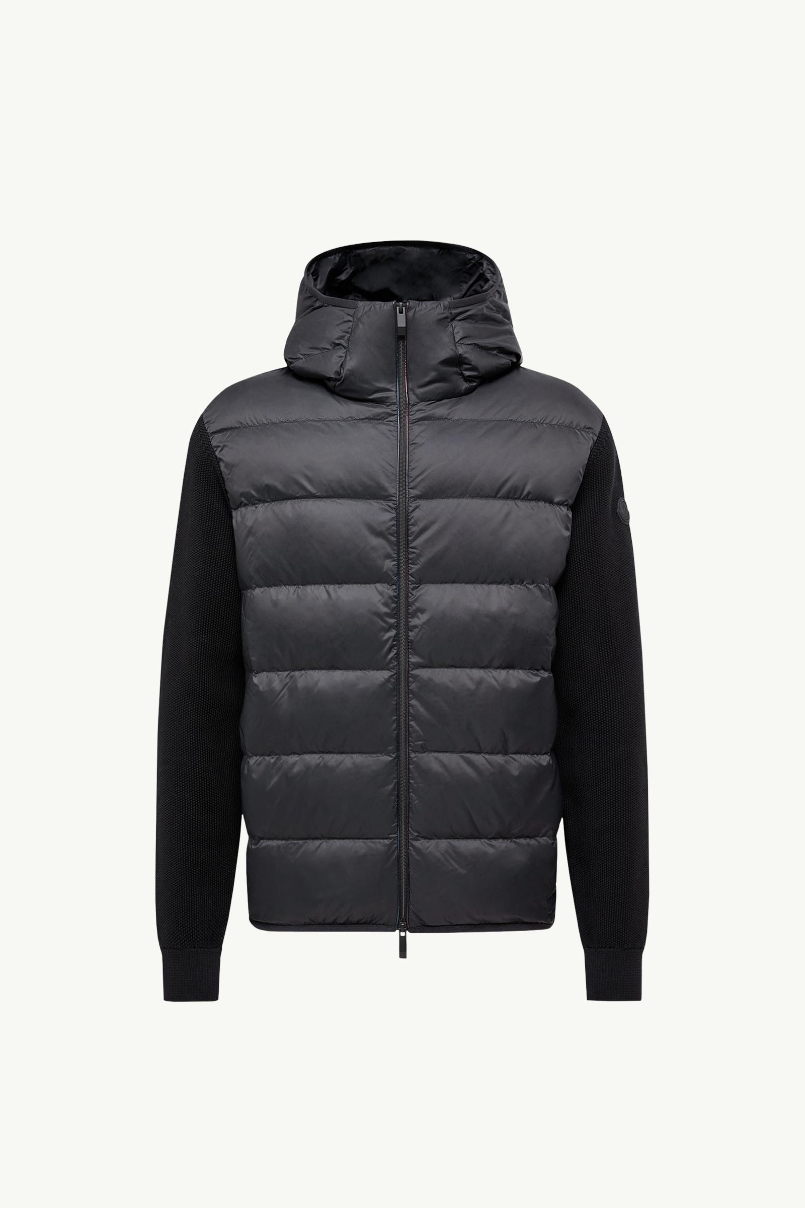 Black Padded Cotton Zip-Up Hoodie - Sweaters & Cardigans for