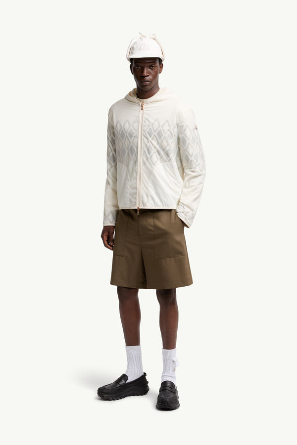 雙面羊毛拉鏈連帽衫 男士 白色和綠色 Moncler 0