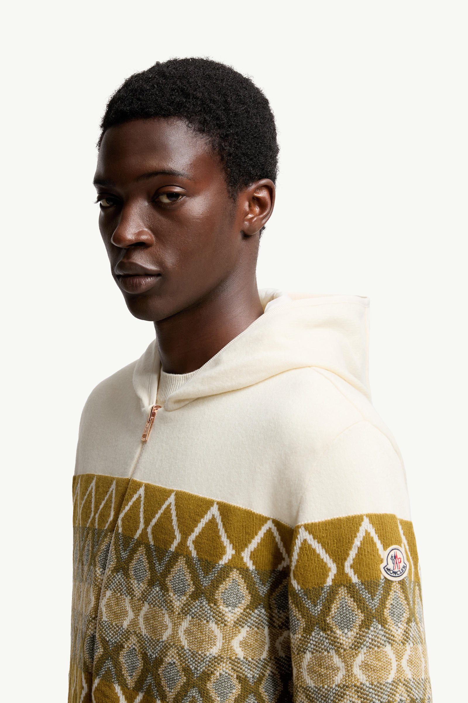 Reversible Wool Zip-Up Hoodie Men White & Green Moncler 6