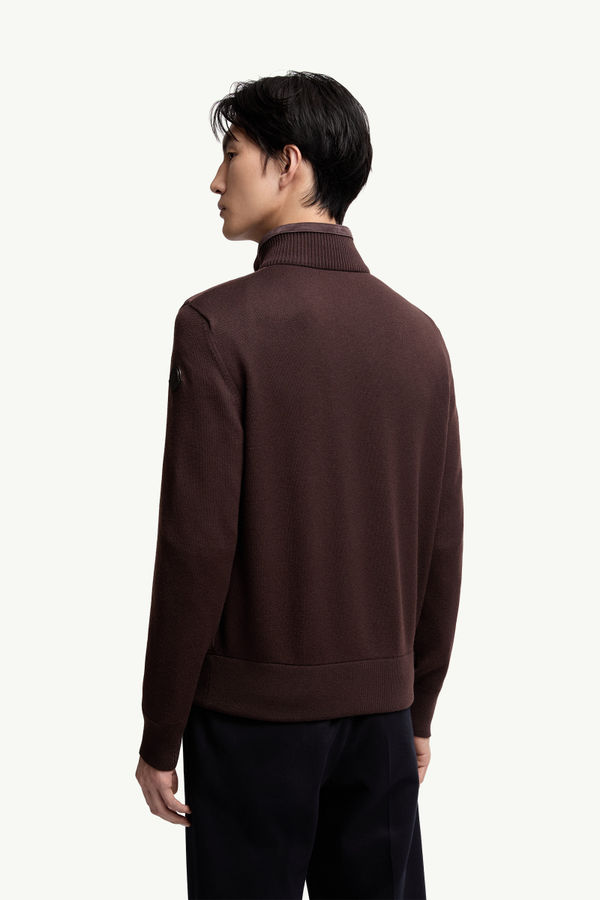 Wool & Suede Cardigan Men Brown Moncler 4