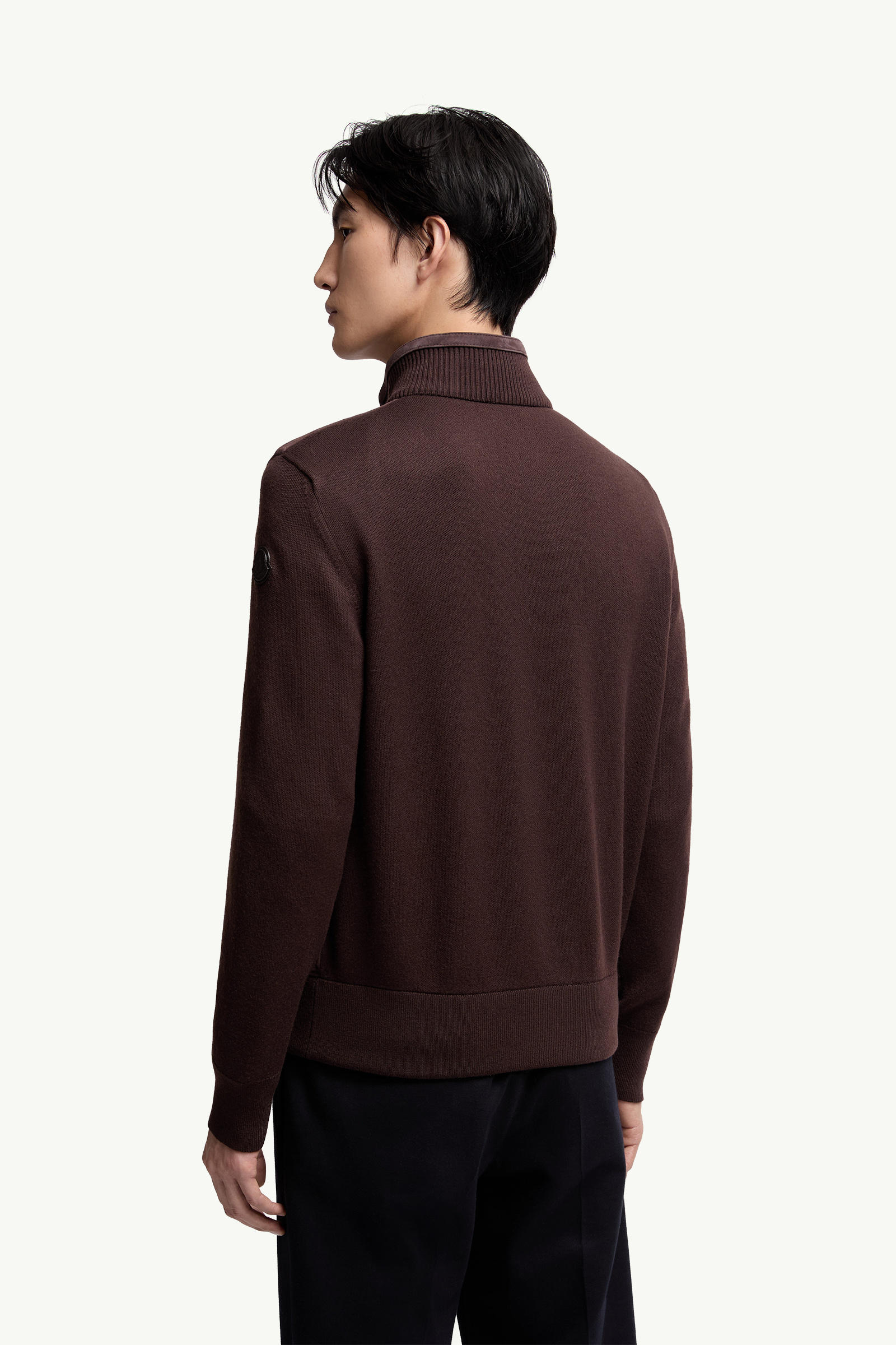 羊毛和麂皮開襟毛衣 男士 啡色 Moncler 4