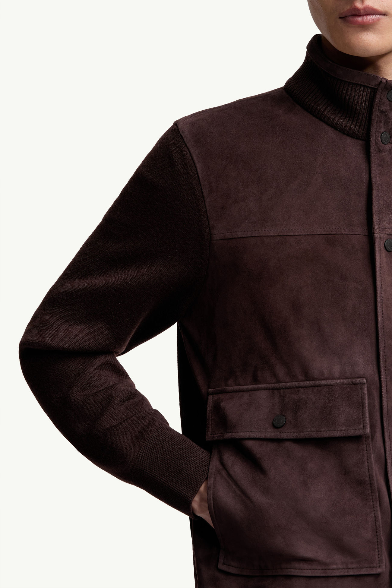 Cárdigan de lana y ante Hombre Marrón Moncler 5