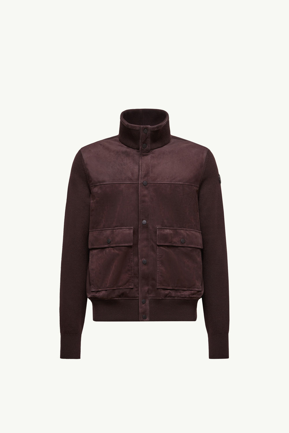 Wool & Suede Cardigan Men Brown Moncler 2