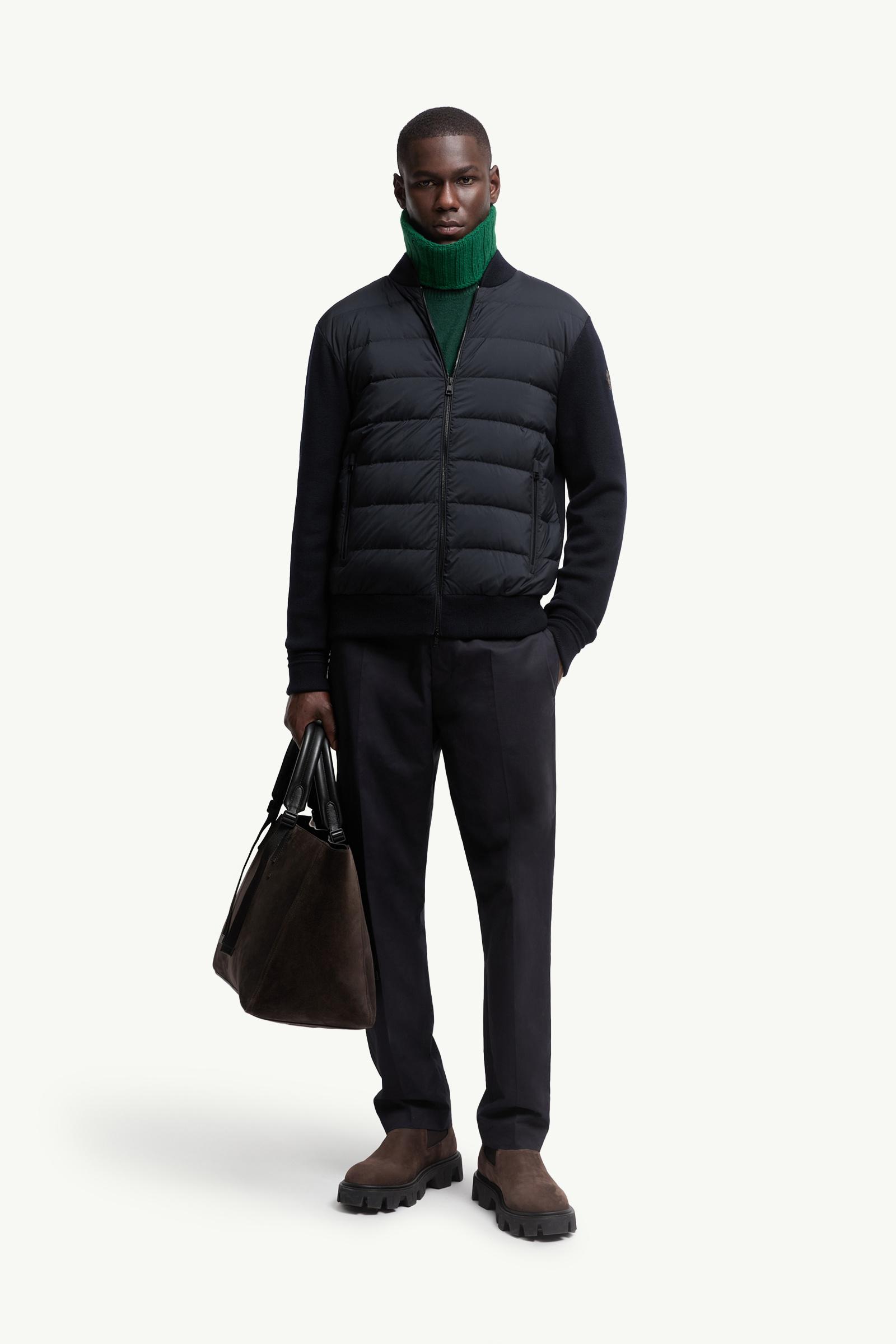 Blue Padded Wool Zip-Up Cardigan - Sweaters & Cardigans for Men