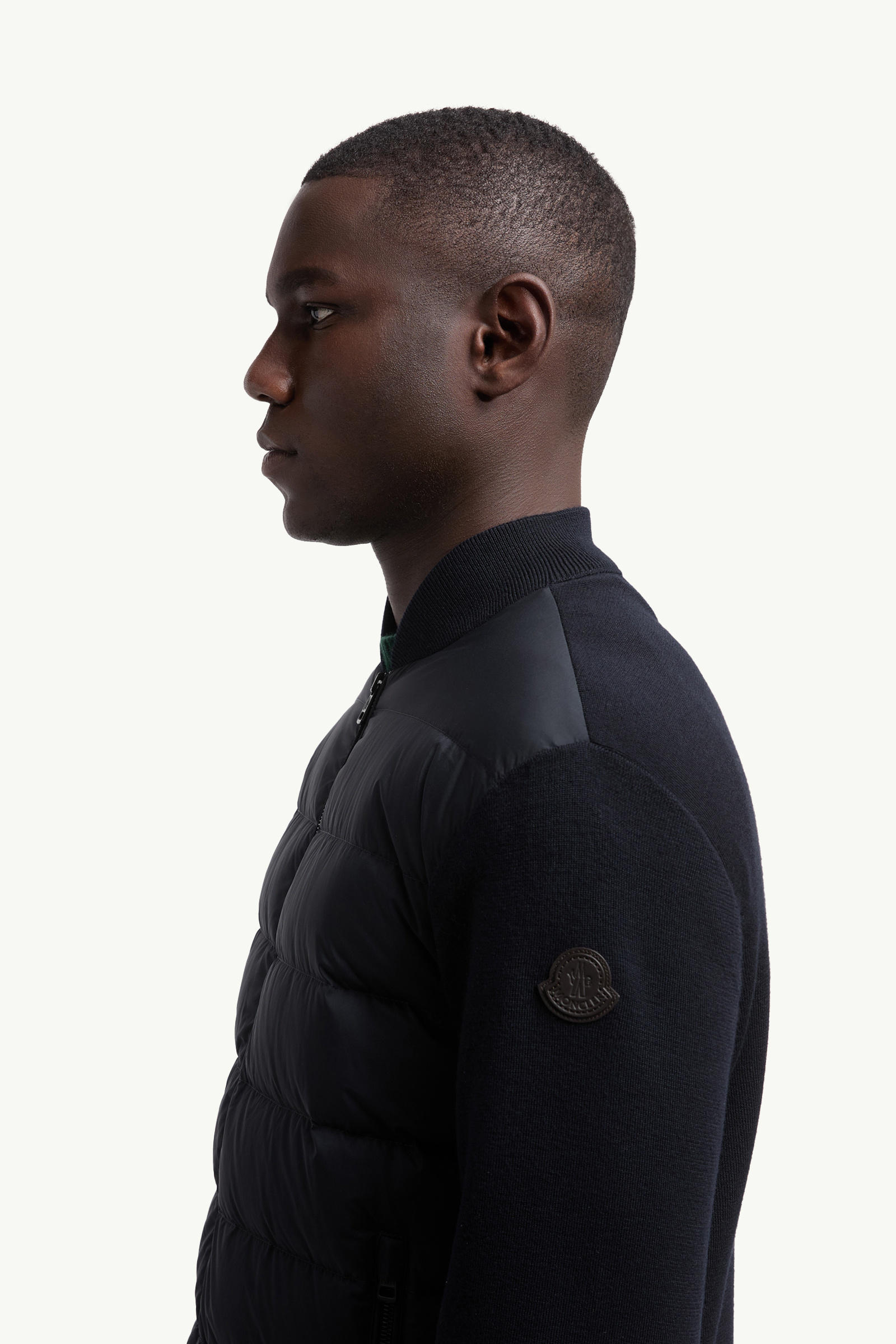 Wattierte Strickjacke aus Wolle mit Reißverschluss Herren Blau Moncler 1