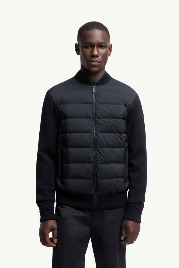 Padded Wool Zip-Up Cardigan Men Blue Moncler 3