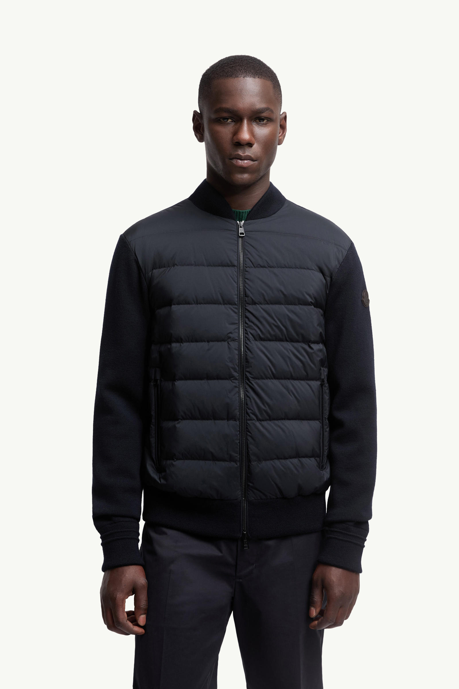 Padded Wool Zip-Up Cardigan Men Blue Moncler 3