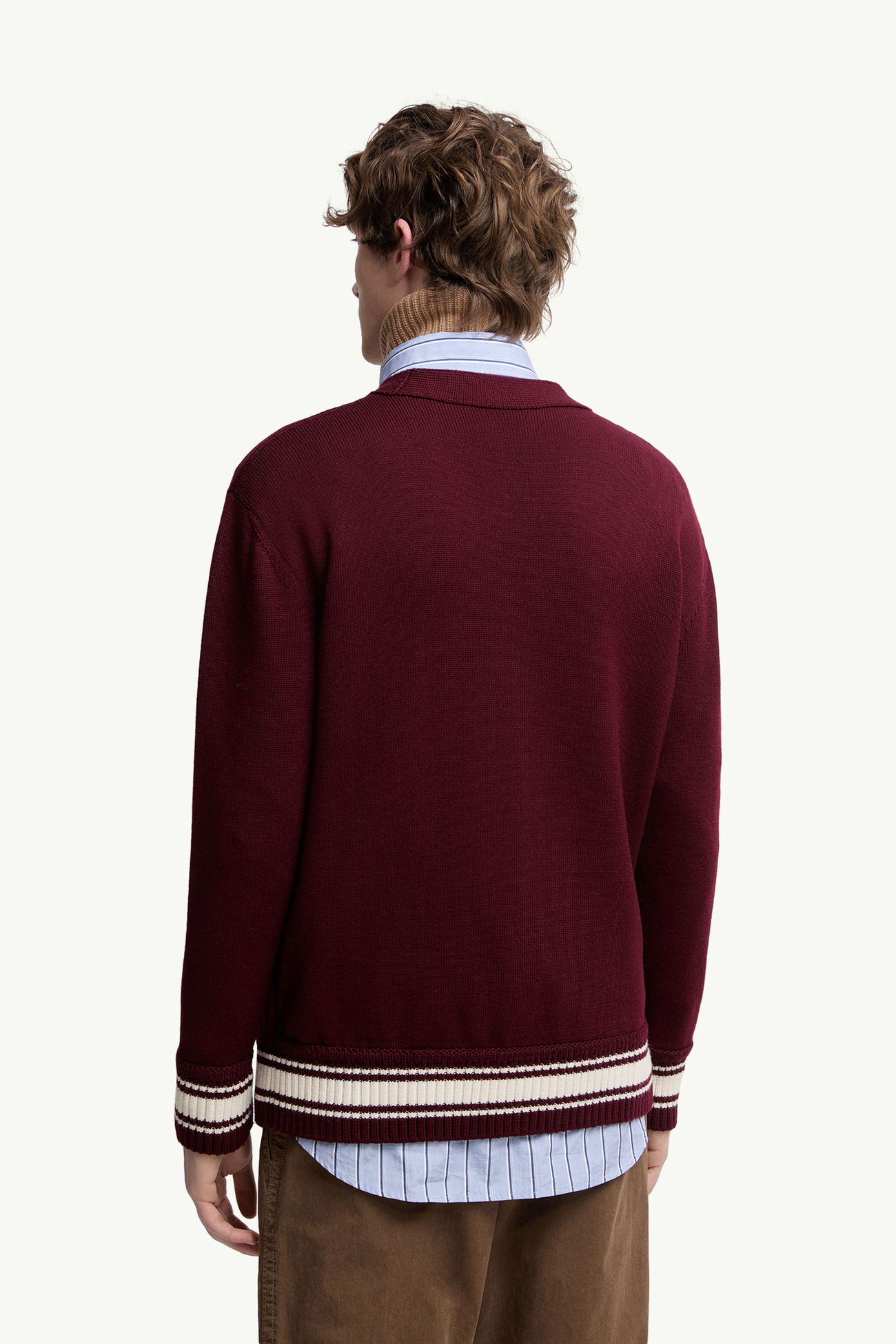 Cardigan in lana con monogramma ricamato Uomo Bordeaux Moncler 4