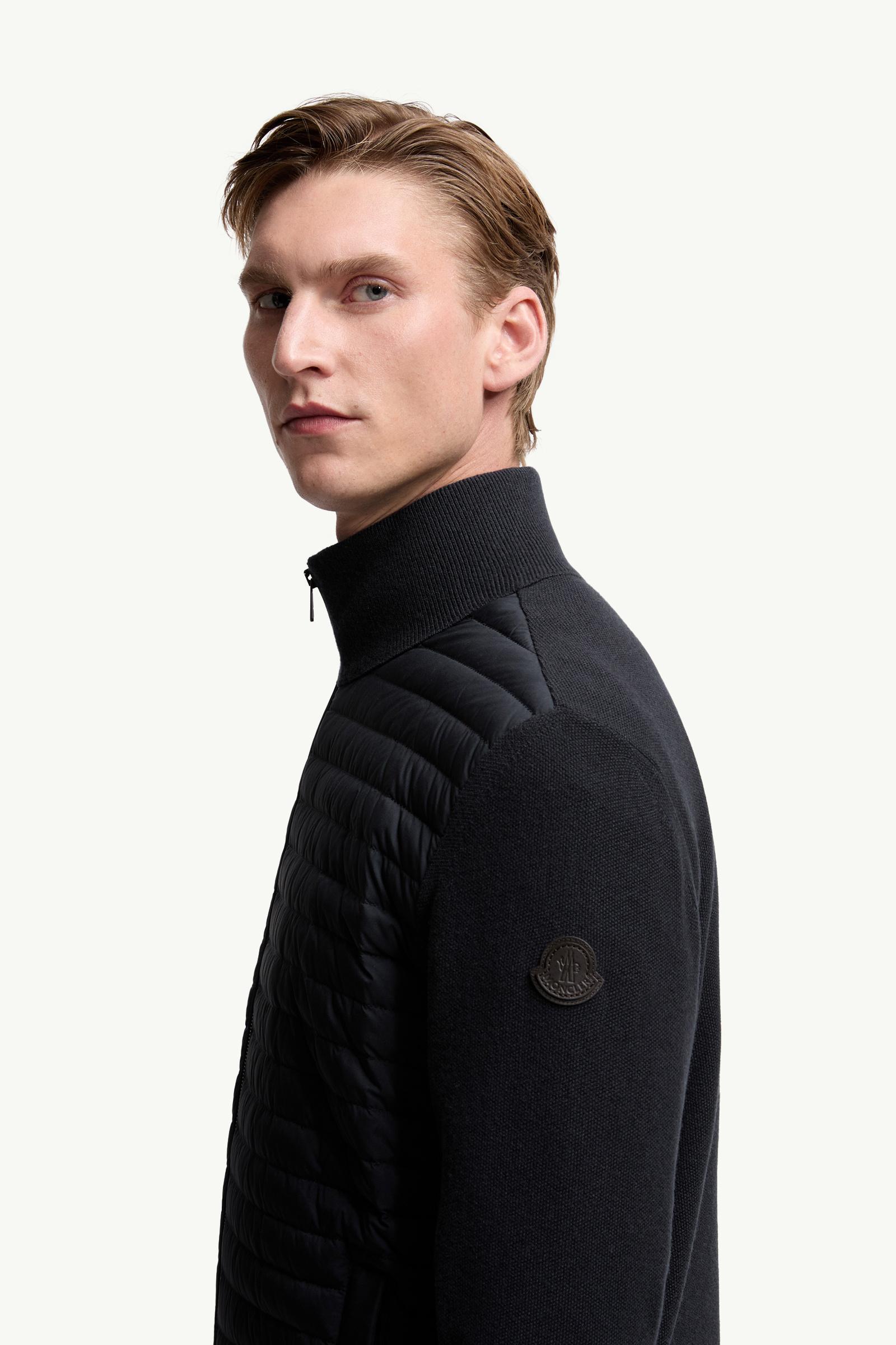 夾層羊毛和羊絨拉鏈開襟毛衣 男士 藍色 Moncler 1