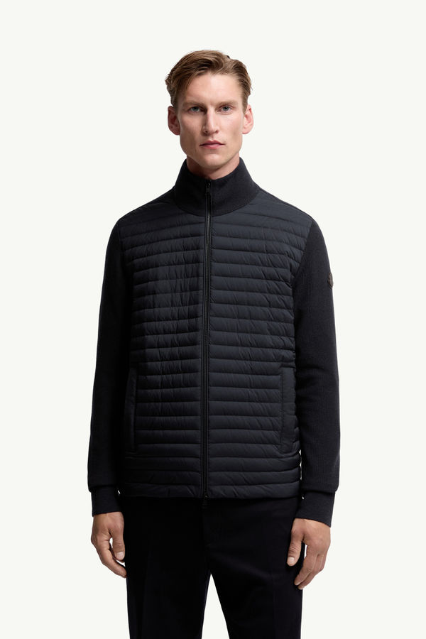 Cardigan imbottito in lana e cashmere con zip Uomo Blu Moncler 3