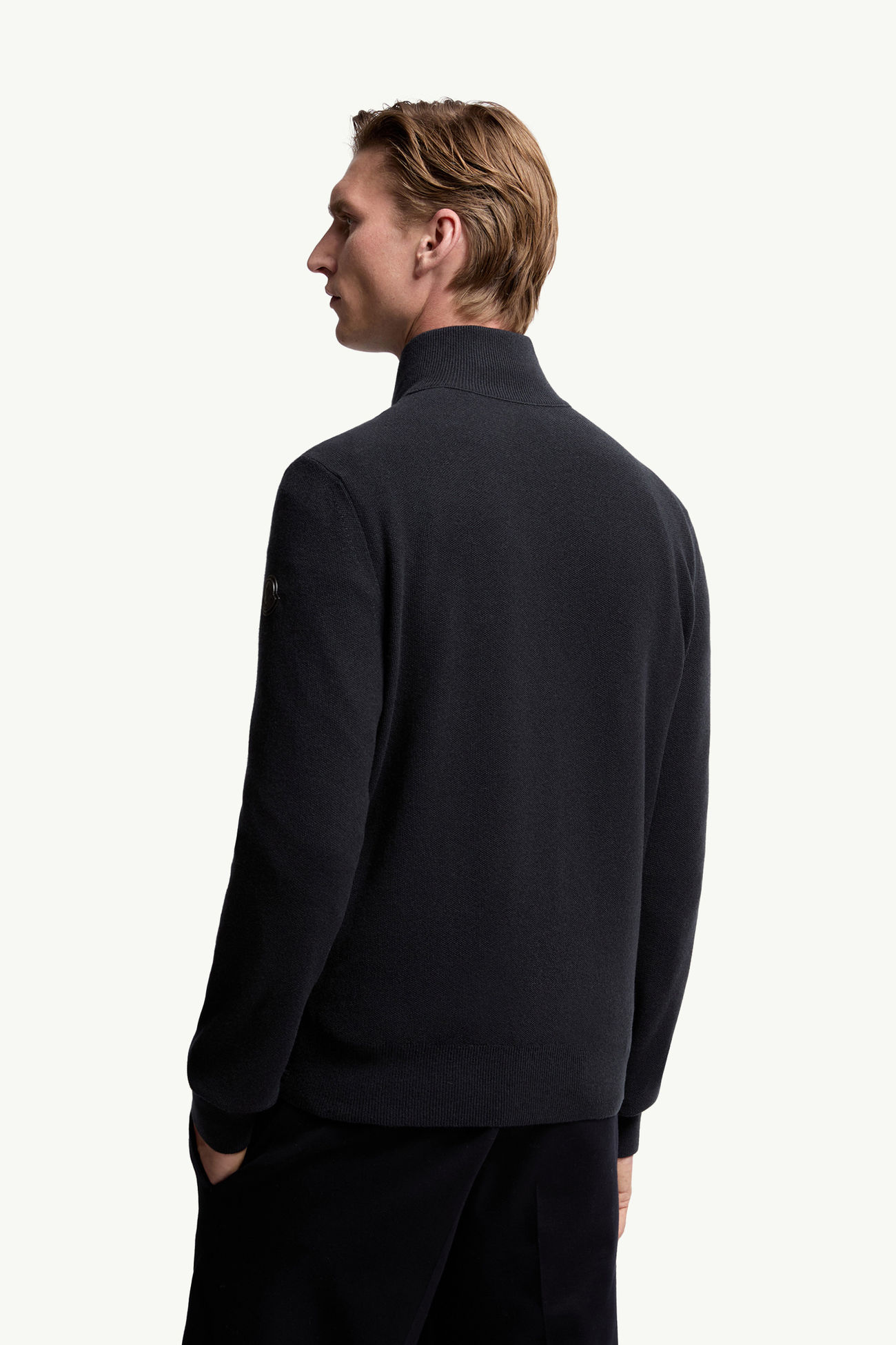 Gepolsterte Strickjacke mit Reißverschluss aus Wolle und Kaschmir Herren Blau Moncler 4