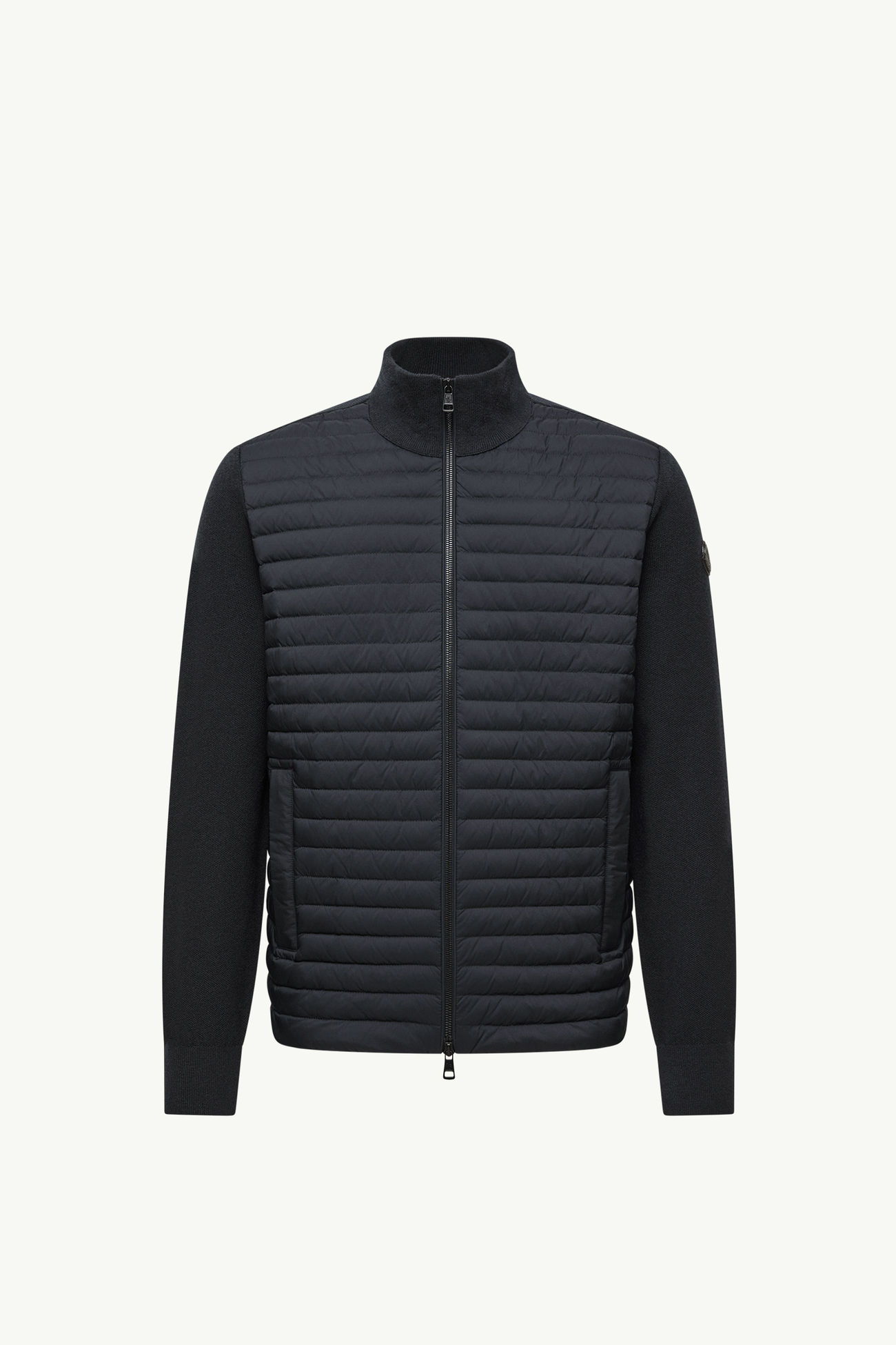 Gepolsterte Strickjacke mit Reißverschluss aus Wolle und Kaschmir Herren Blau Moncler 2
