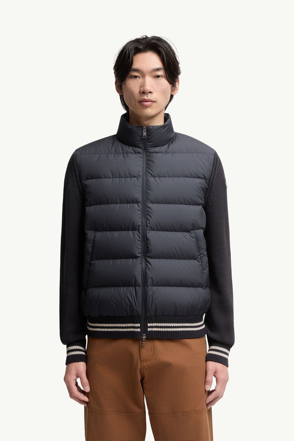 Padded Cotton Cardigan Men Navy Blue Moncler 3