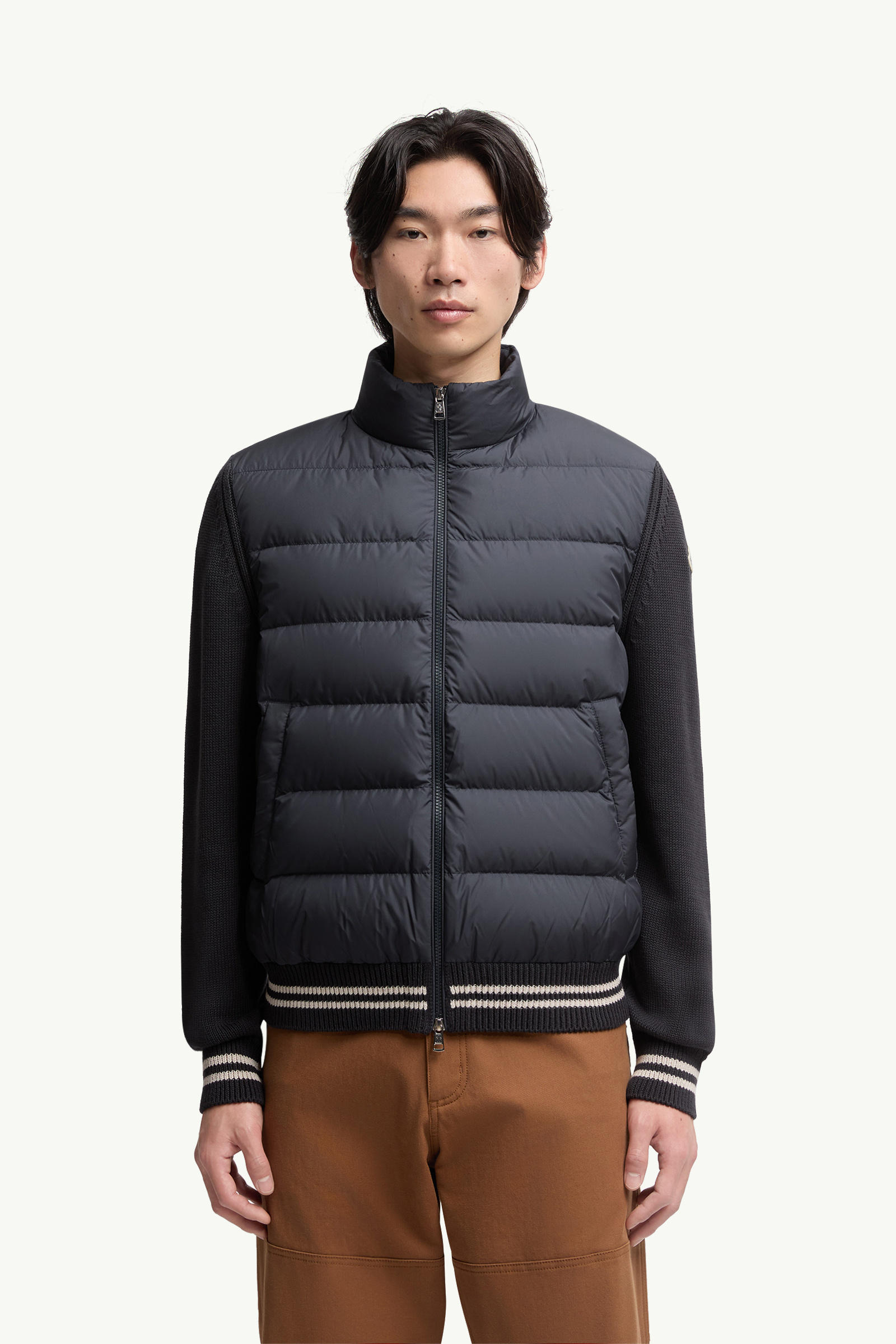 Padded Cotton Cardigan Men Navy Blue Moncler 3