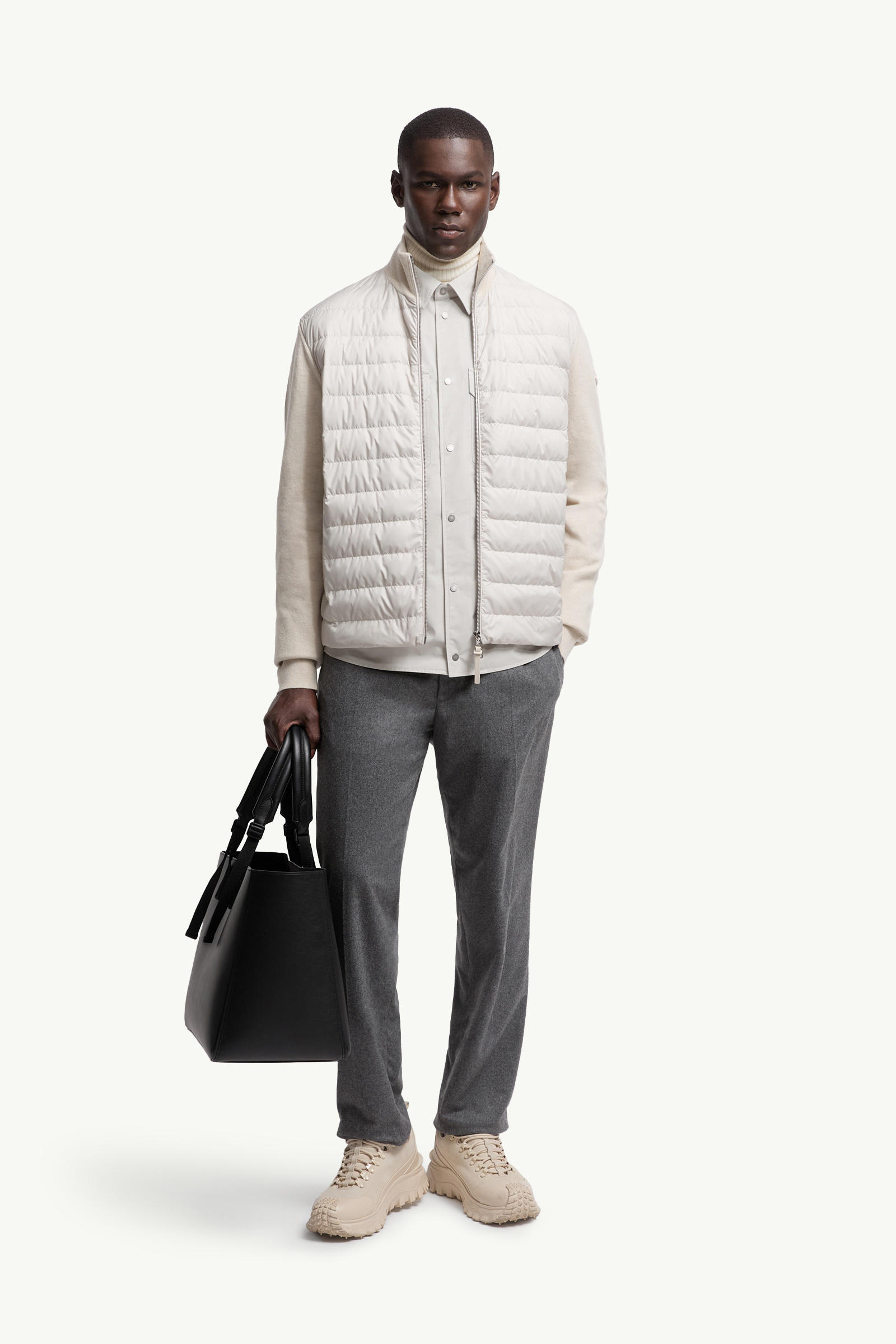 Padded Wool & Cashmere Zip-Up Cardigan Men White Moncler 0