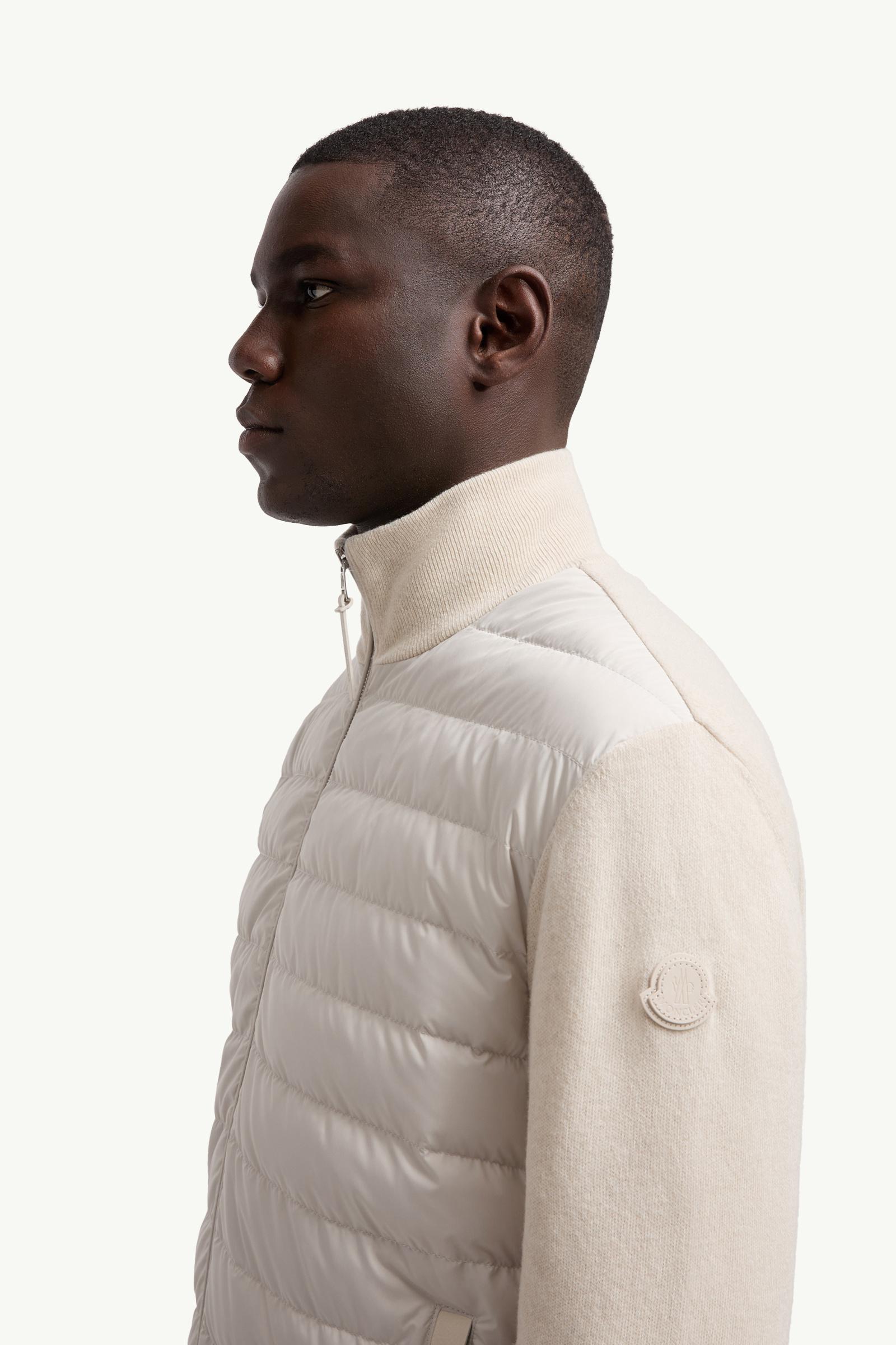 Padded Wool & Cashmere Zip-Up Cardigan Men White Moncler 1