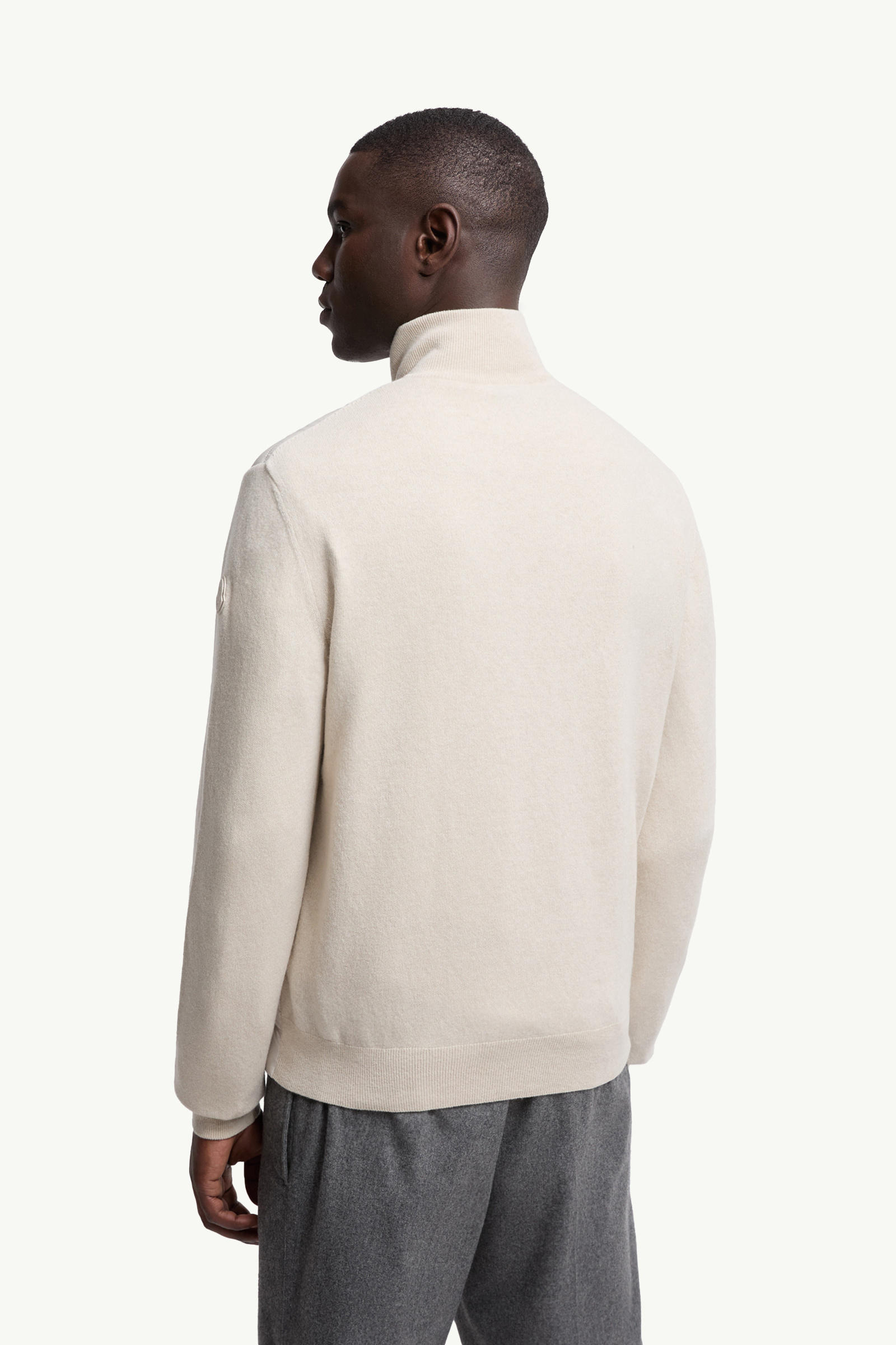 Padded Wool & Cashmere Zip-Up Cardigan Men White Moncler 4
